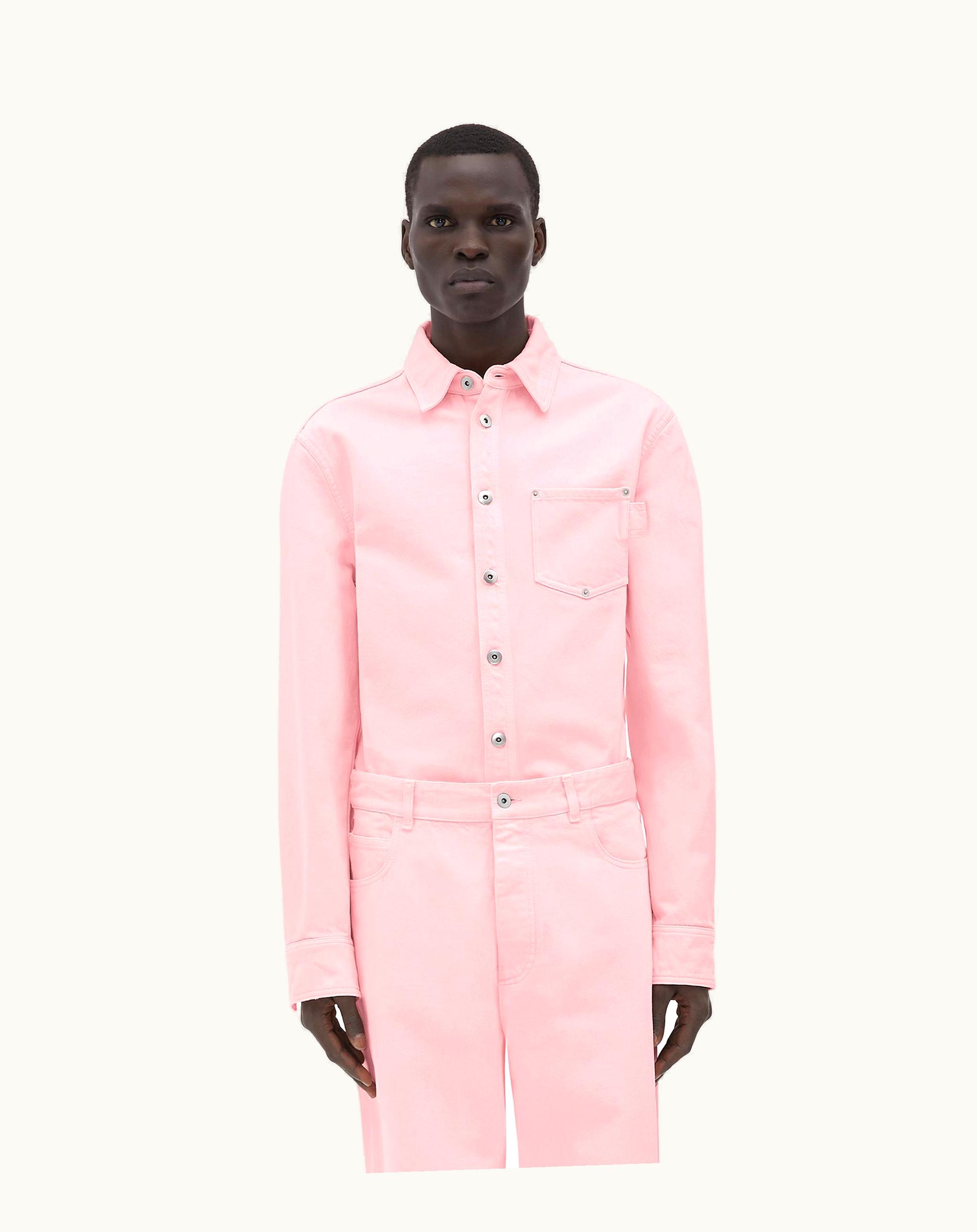 Bottega Veneta Bottega Veneta Men's Pink Wash Denim Shirt In Camelia