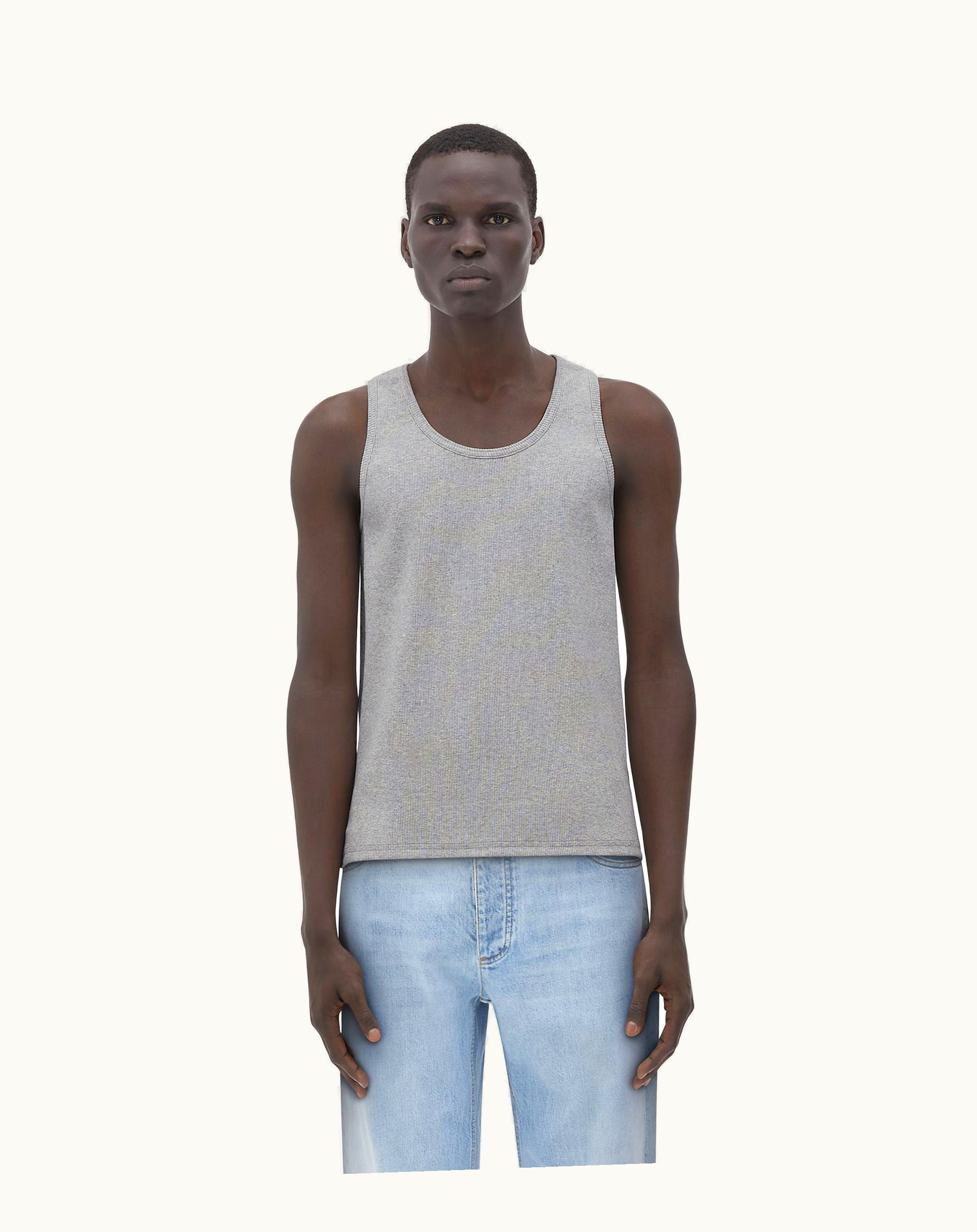 Bottega Veneta Bottega Veneta Men's Stretch Cotton Ribbed Tank Top In Light Grey Melange