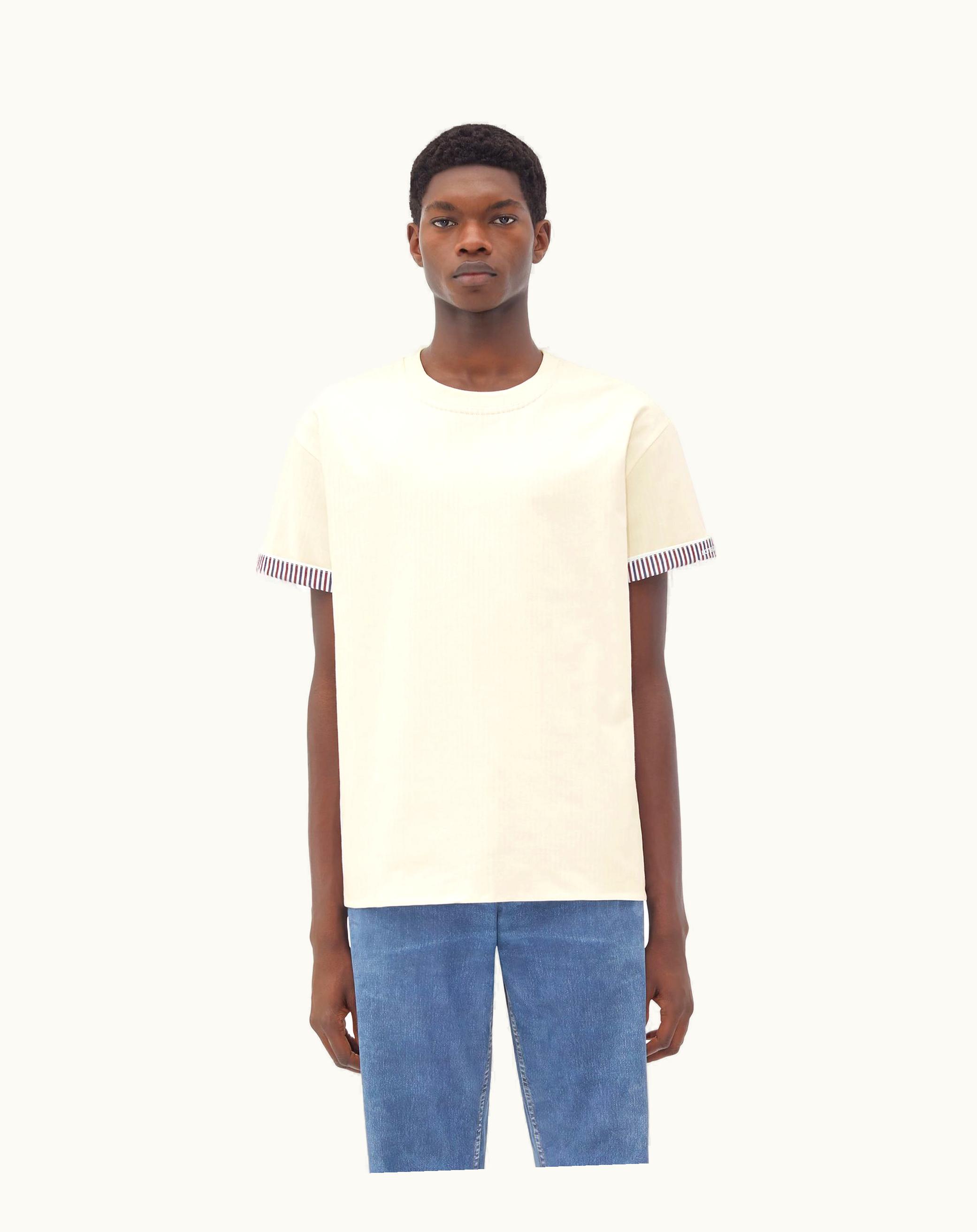 Bottega Veneta Bottega Veneta Men's Double Layer Striped Cotton T-Shirt In Chalk