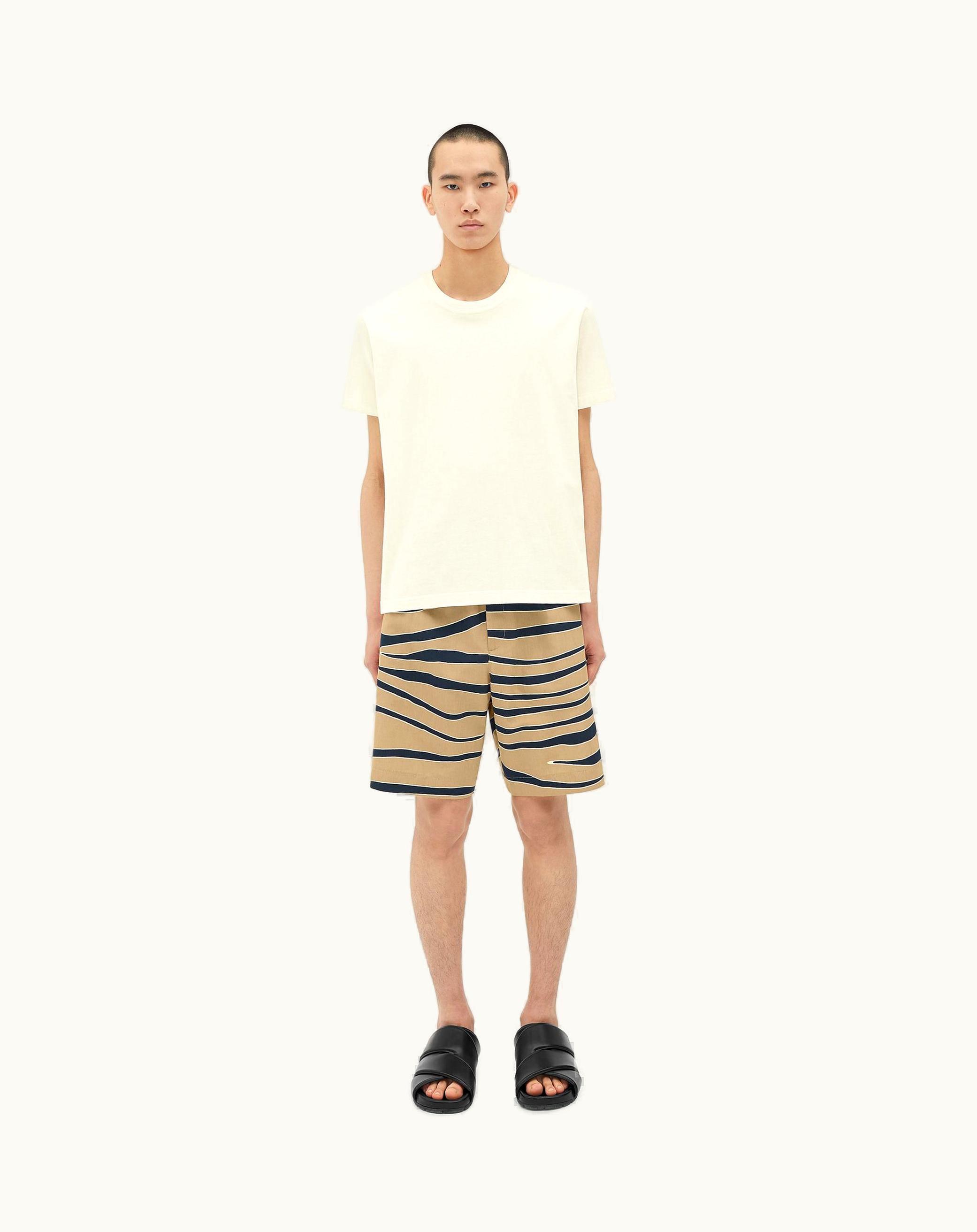Bottega Veneta Bottega Veneta Men's Animal Print Cotton And Linen Shorts In Sesame / Navy / Camomile