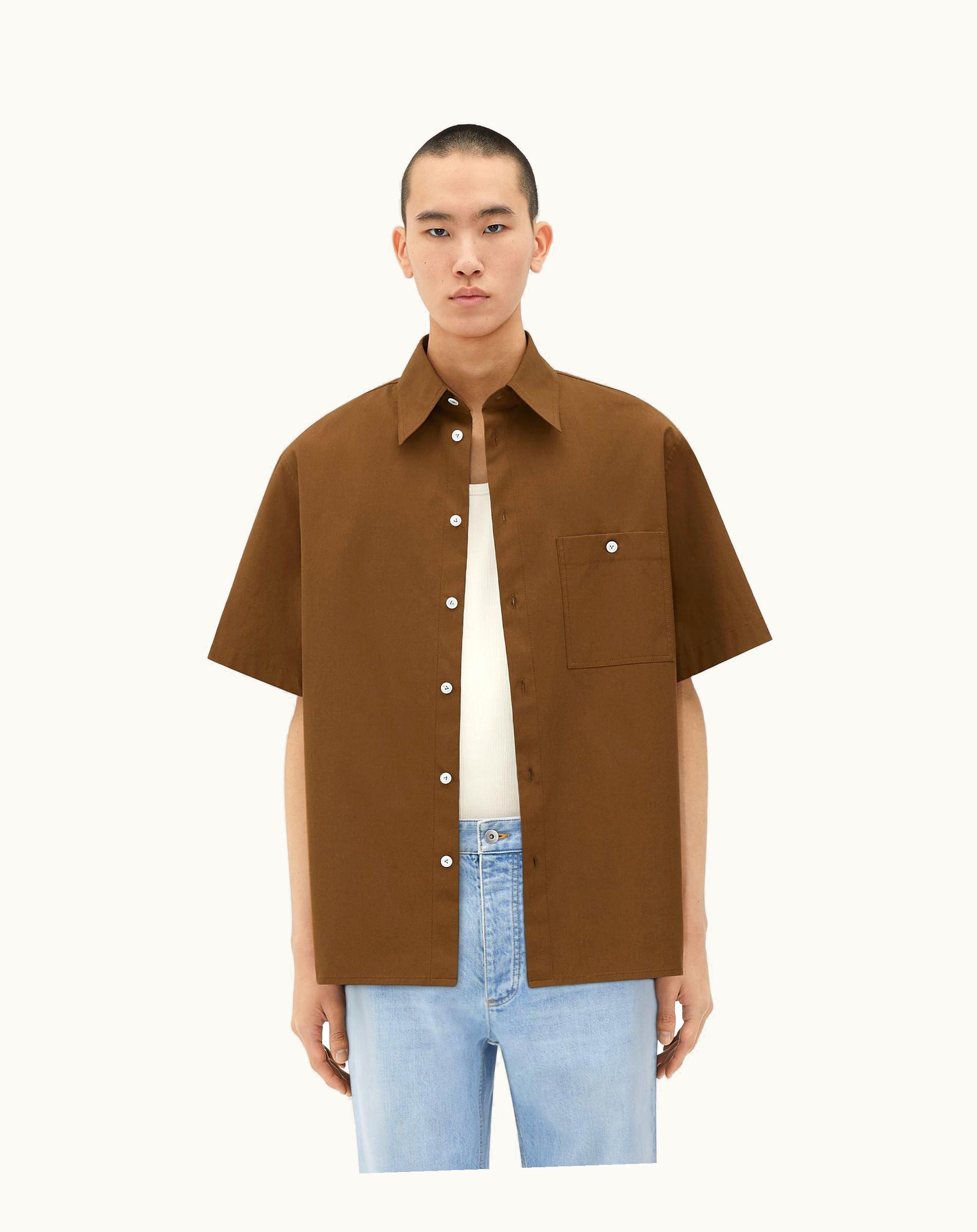 Bottega Veneta Bottega Veneta Men's Short-Sleeved Cotton Shirt In Cedar
