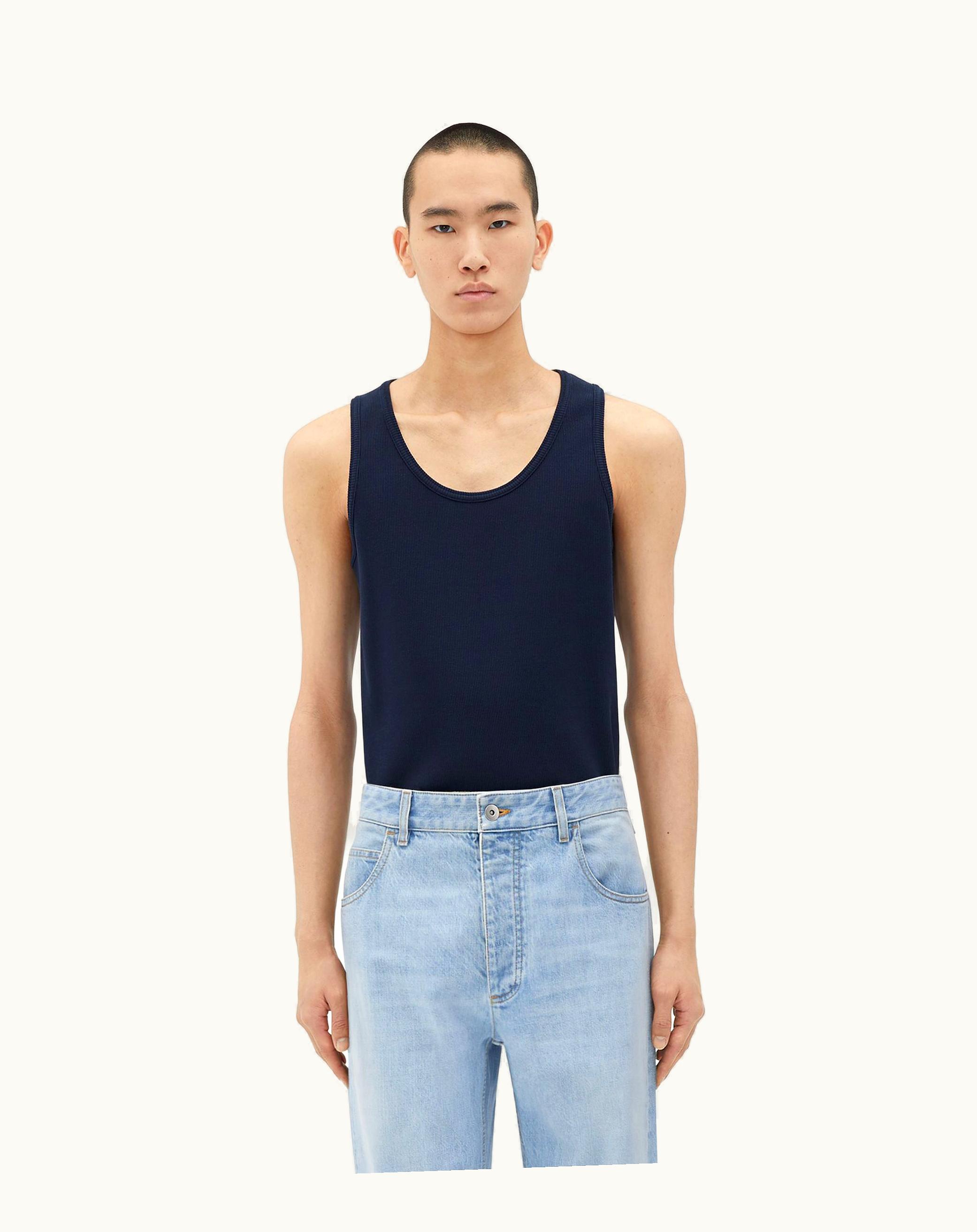 Bottega Veneta Bottega Veneta Men's Stretch Cotton Ribbed Tank Top In Abyss