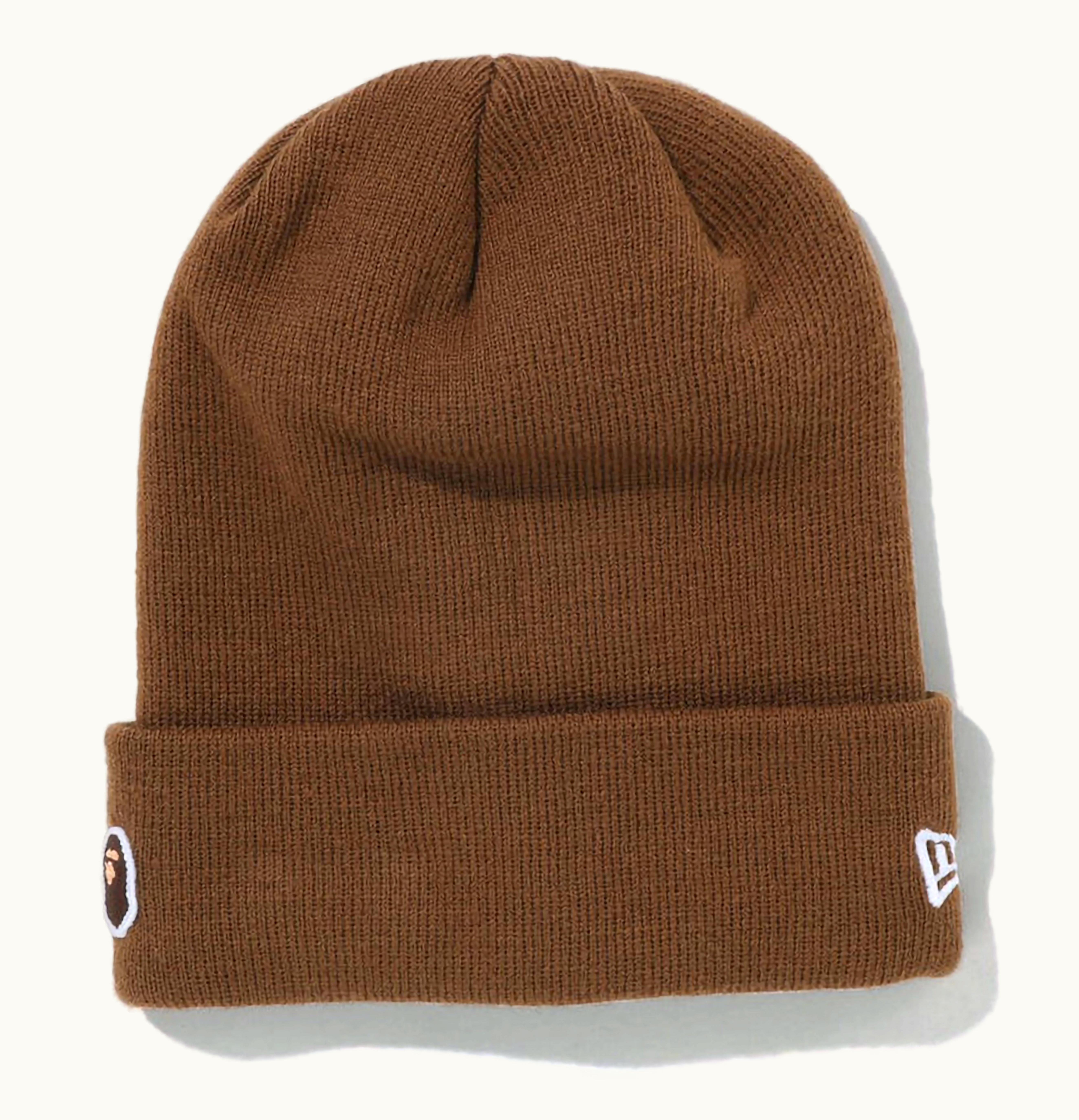 BAPE BAPE Ape Head One Point New Era Knit Beanie Brown