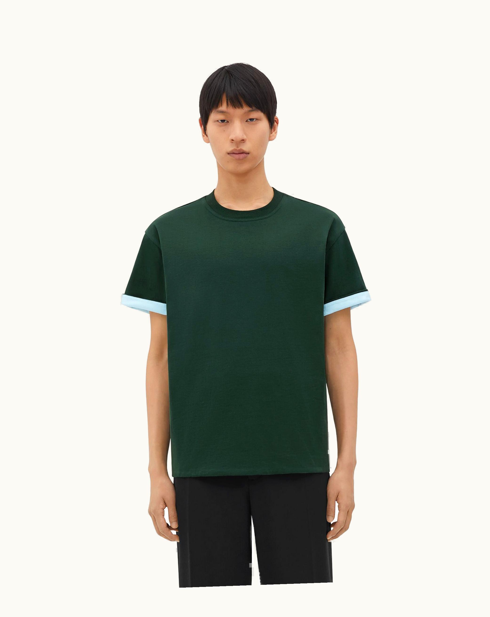 Bottega Veneta Bottega Veneta Men's Double Layer Relaxed Cotton T-Shirt In Green / Dusk