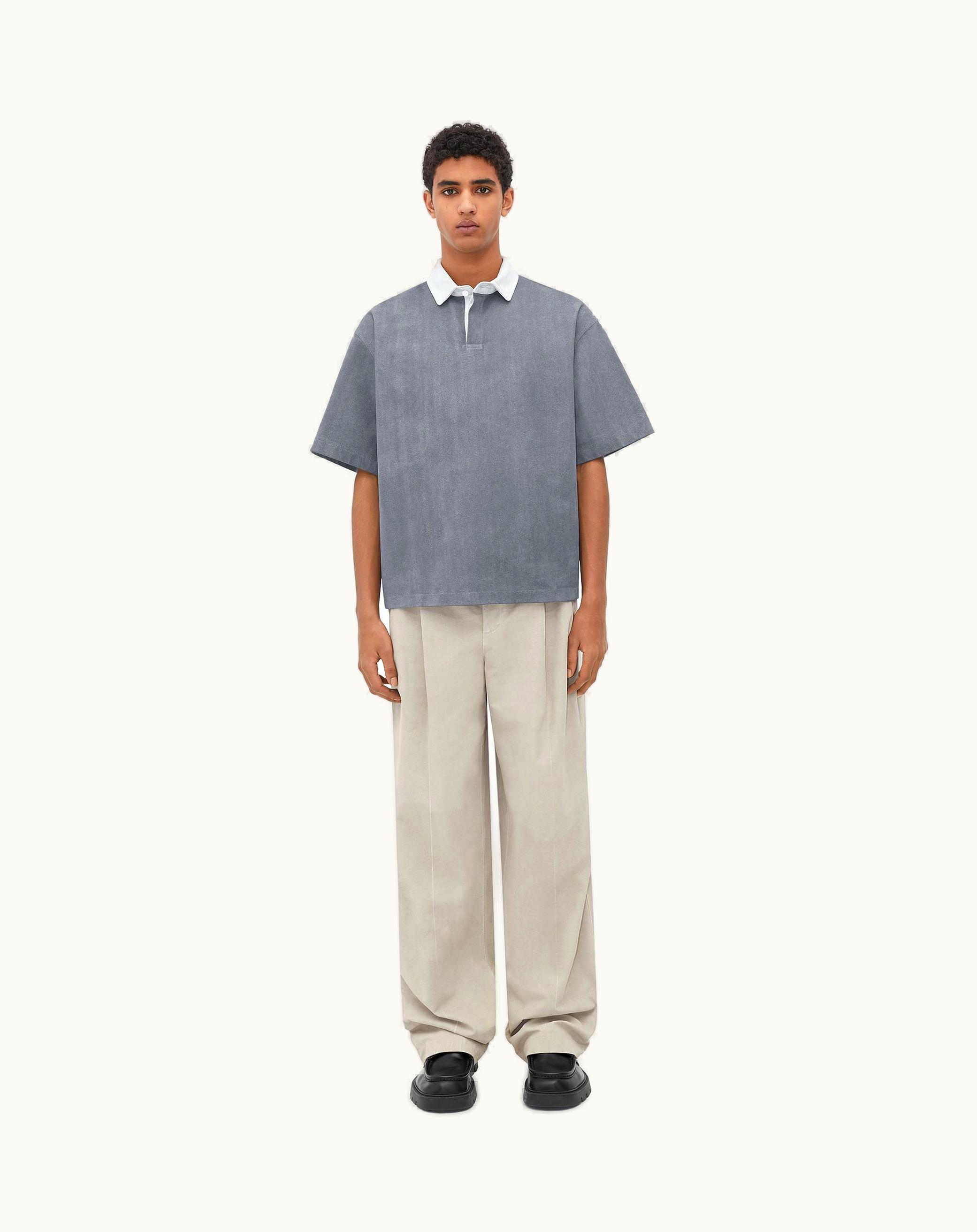 Bottega Veneta Bottega Veneta Men's Relaxed Fit Printed Leather Polo In Thunder