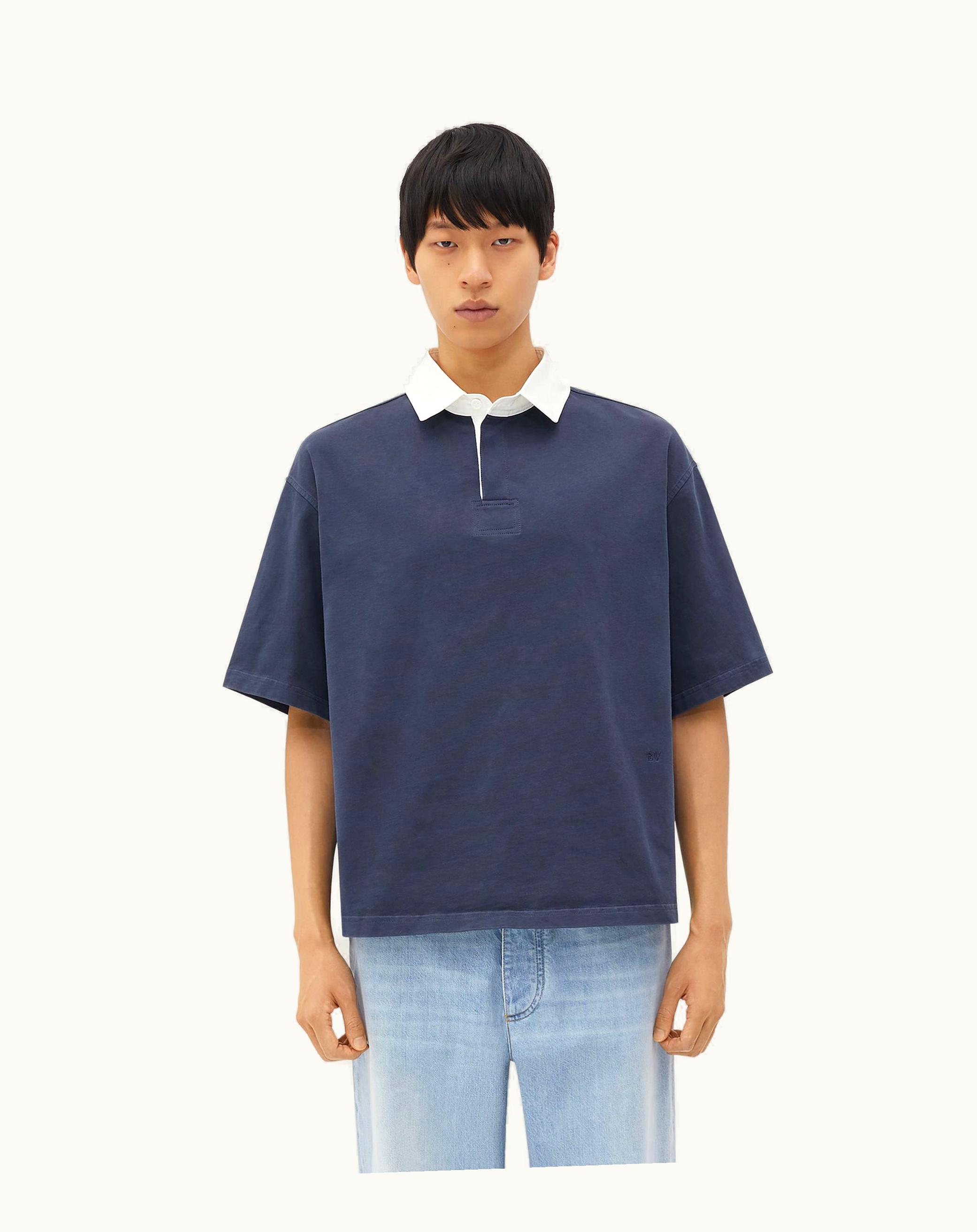 Bottega Veneta Bottega Veneta Men's Relaxed Fit Washed-Out Jersey Polo In Thunder