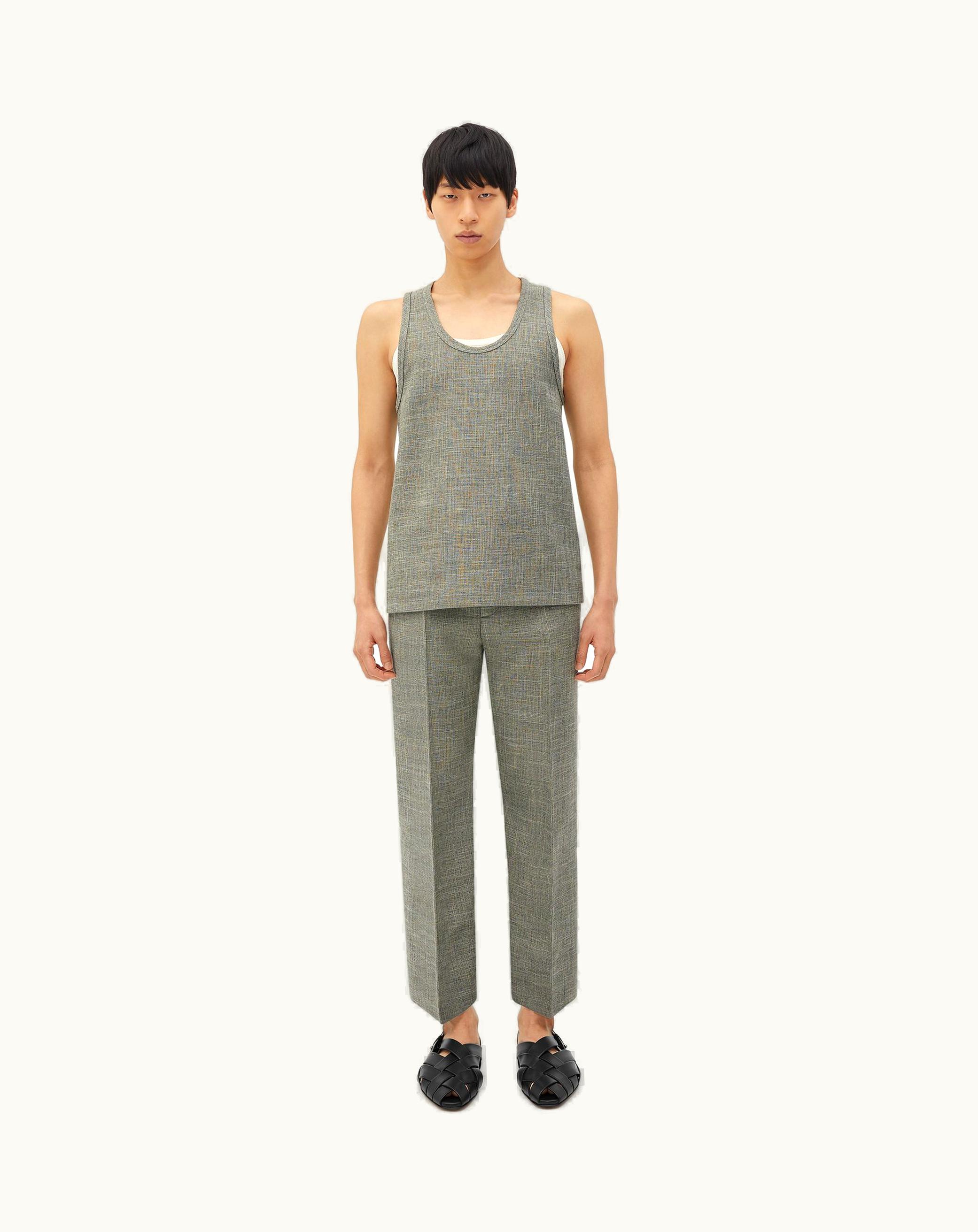 Bottega Veneta Bottega Veneta Men's Wool Tank Top In Green / Fennel / White