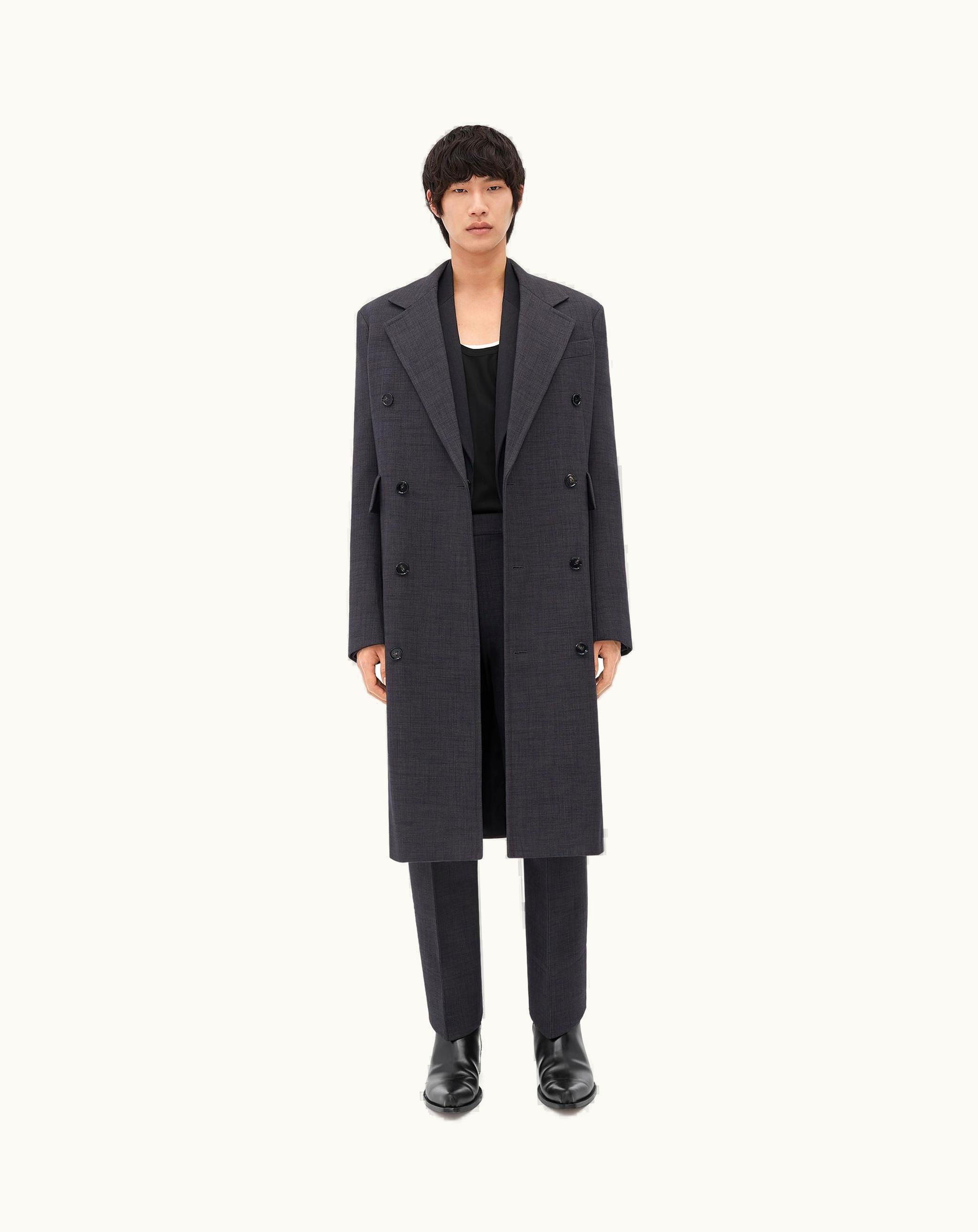 Bottega Veneta Bottega Veneta Men's Curved Sleeves Wool Coat In Andesite Melange
