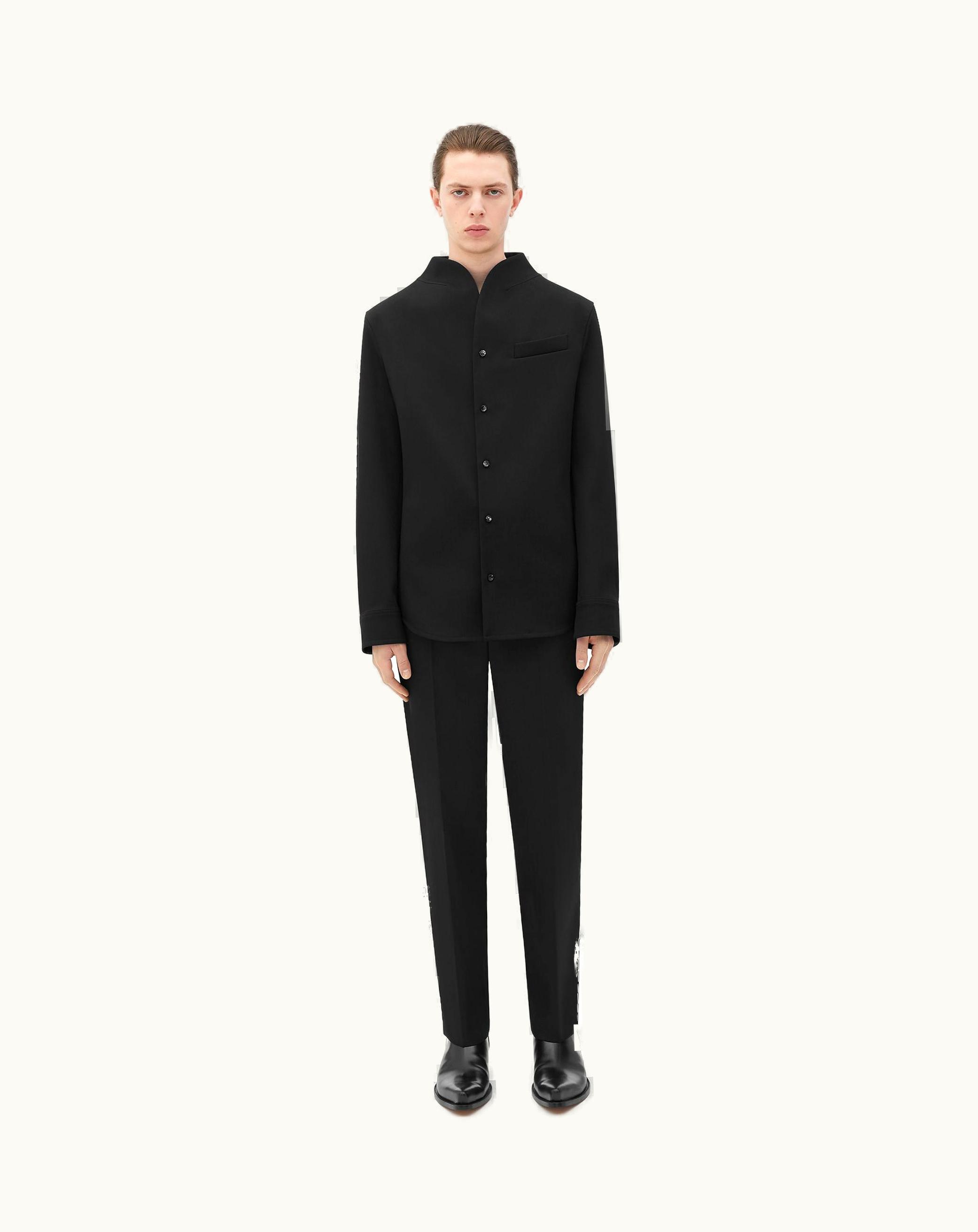 Bottega Veneta Bottega Veneta Men's Light Wool Funnel Neck Shirt In Black