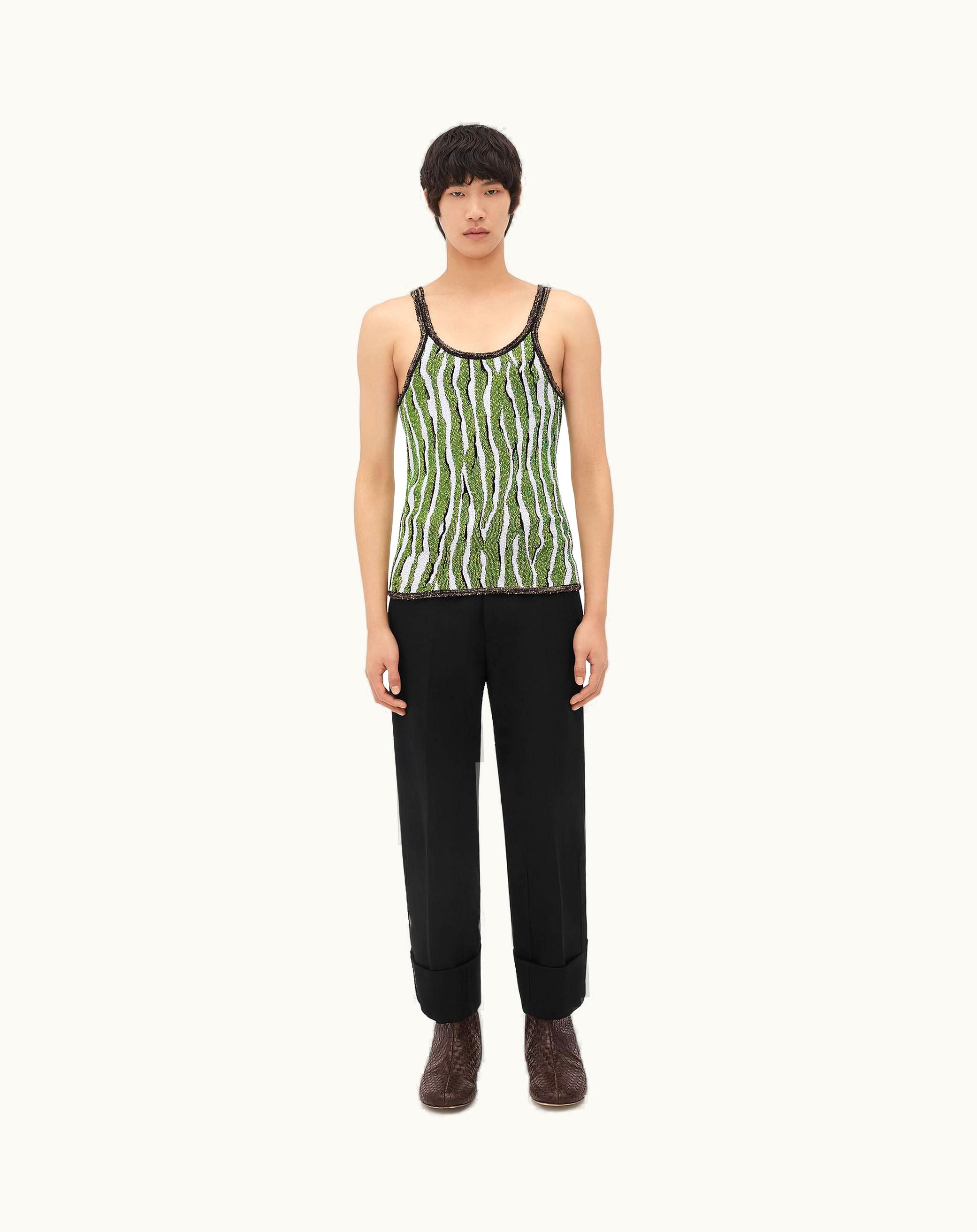 Bottega Veneta Bottega Veneta Men's Slim Fit Viscose Jacquard Tank Top In Green / White