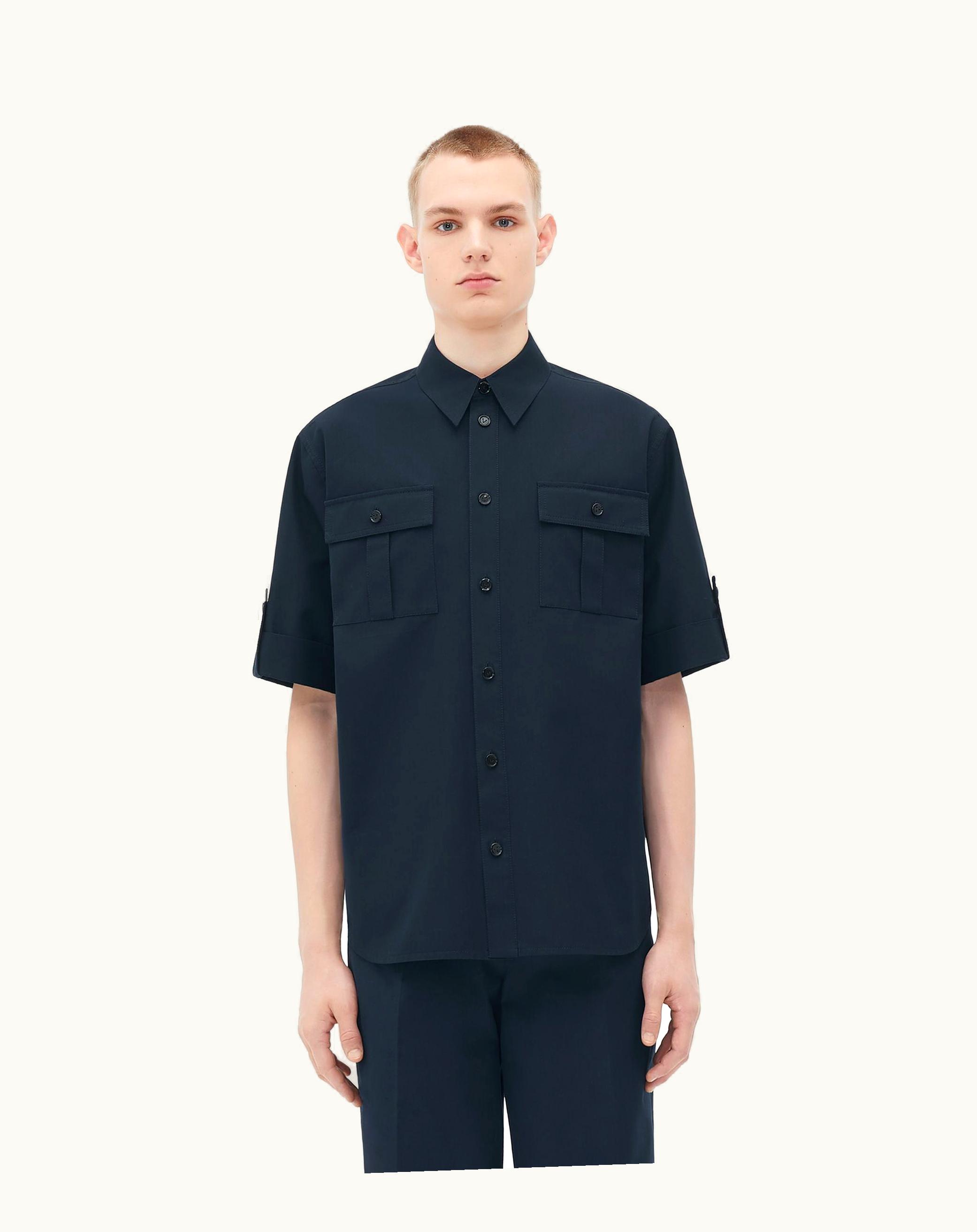 Bottega Veneta Bottega Veneta Men's Short-Sleeved Cotton Shirt In Abyss