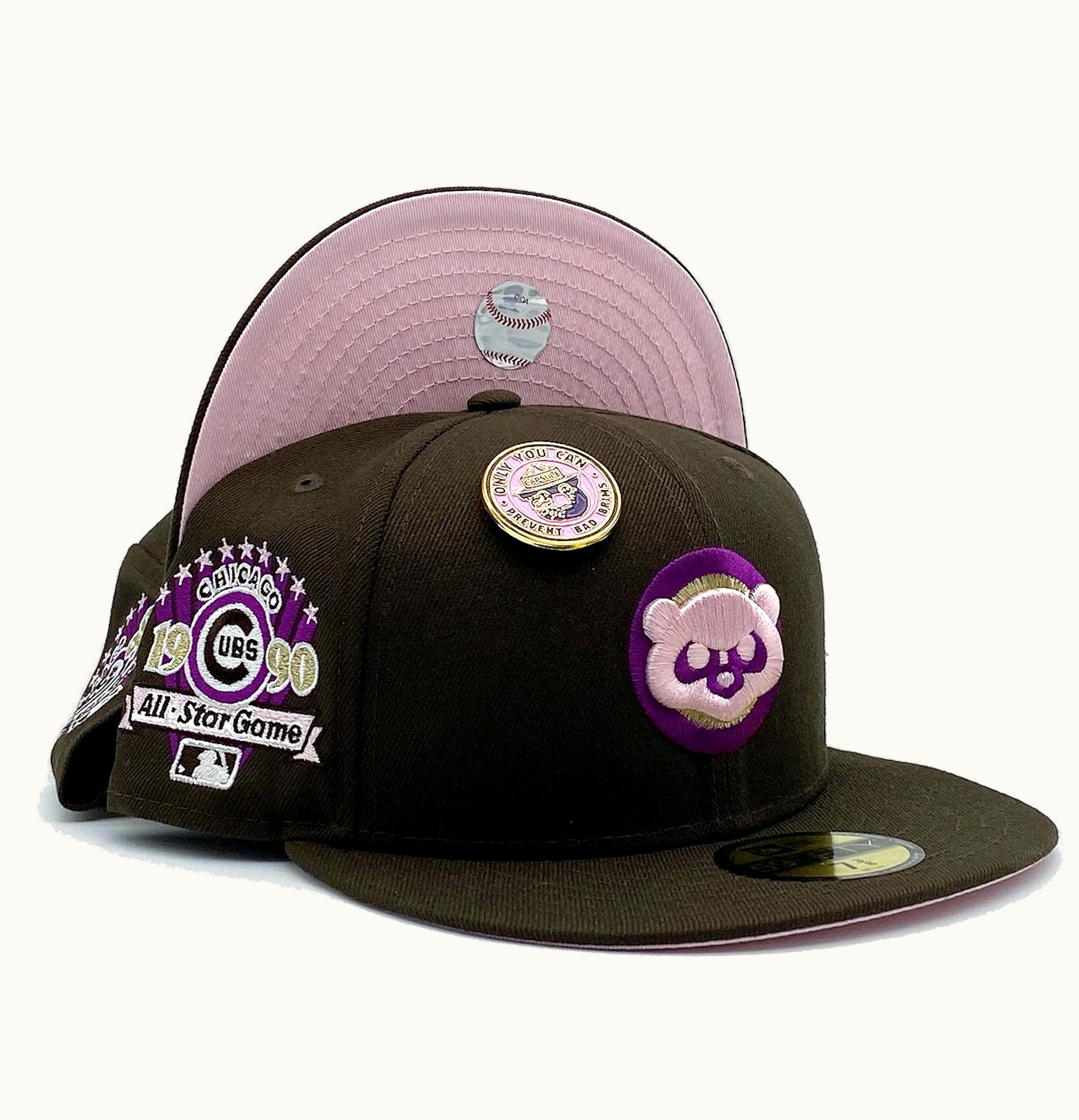 New Era New Era Chicago Cubs No Bad Brims Collection 1990 All Star Game Capsule Hats Exclusive 59Fifty Fitted Hat Brown Pink