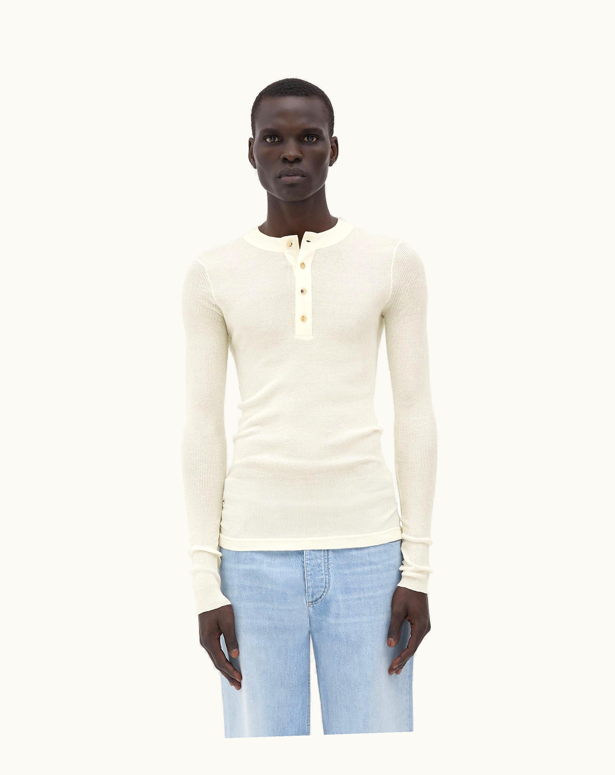 Bottega Veneta Bottega Veneta Men's Slim Fit Light Cotton Jumper In Chalk