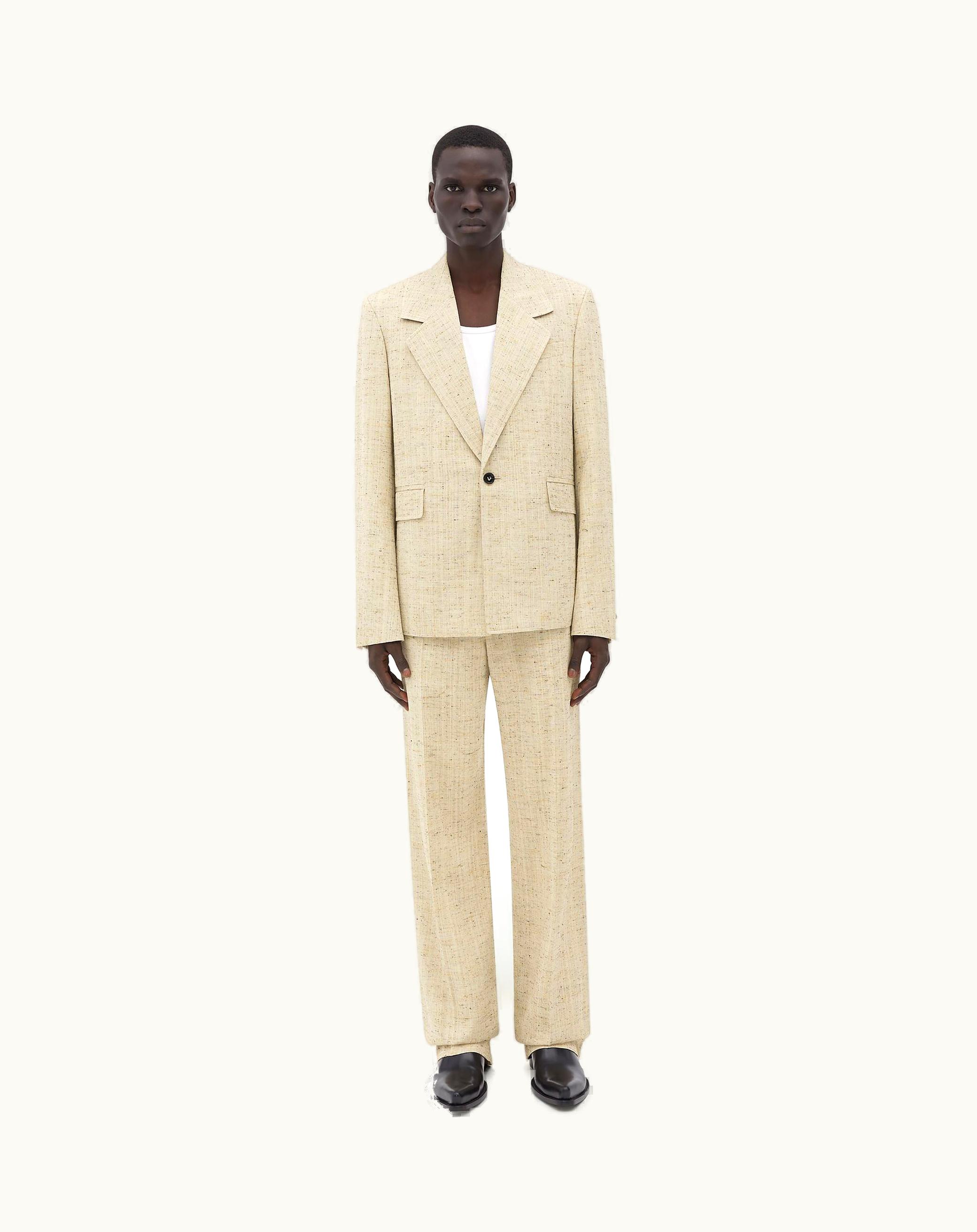 Bottega Veneta Bottega Veneta Men's Shantung Silk Jacket In Chalk / Yellow / Thunder