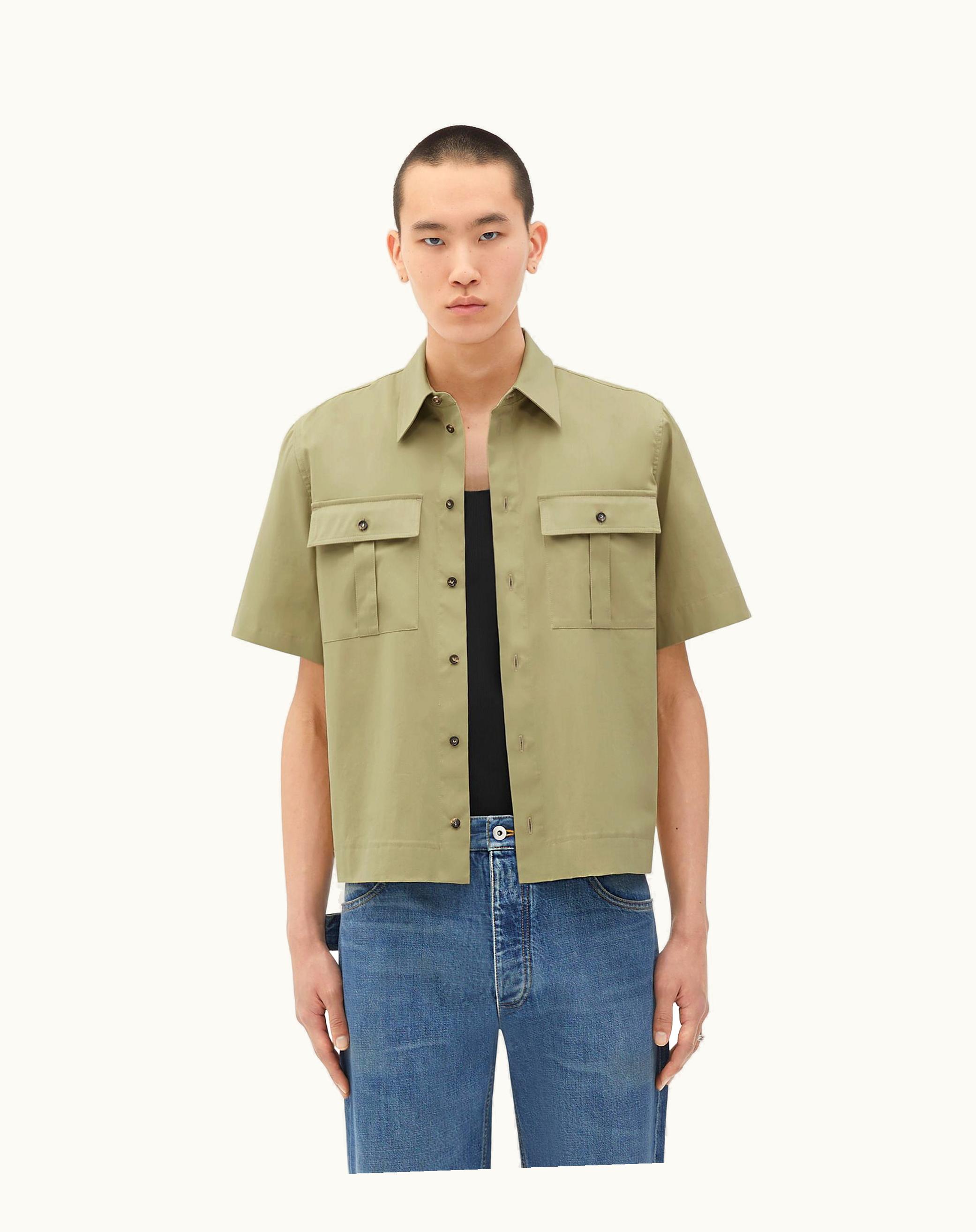 Bottega Veneta Bottega Veneta Men's Short-Sleeved Cotton Shirt In Travertine