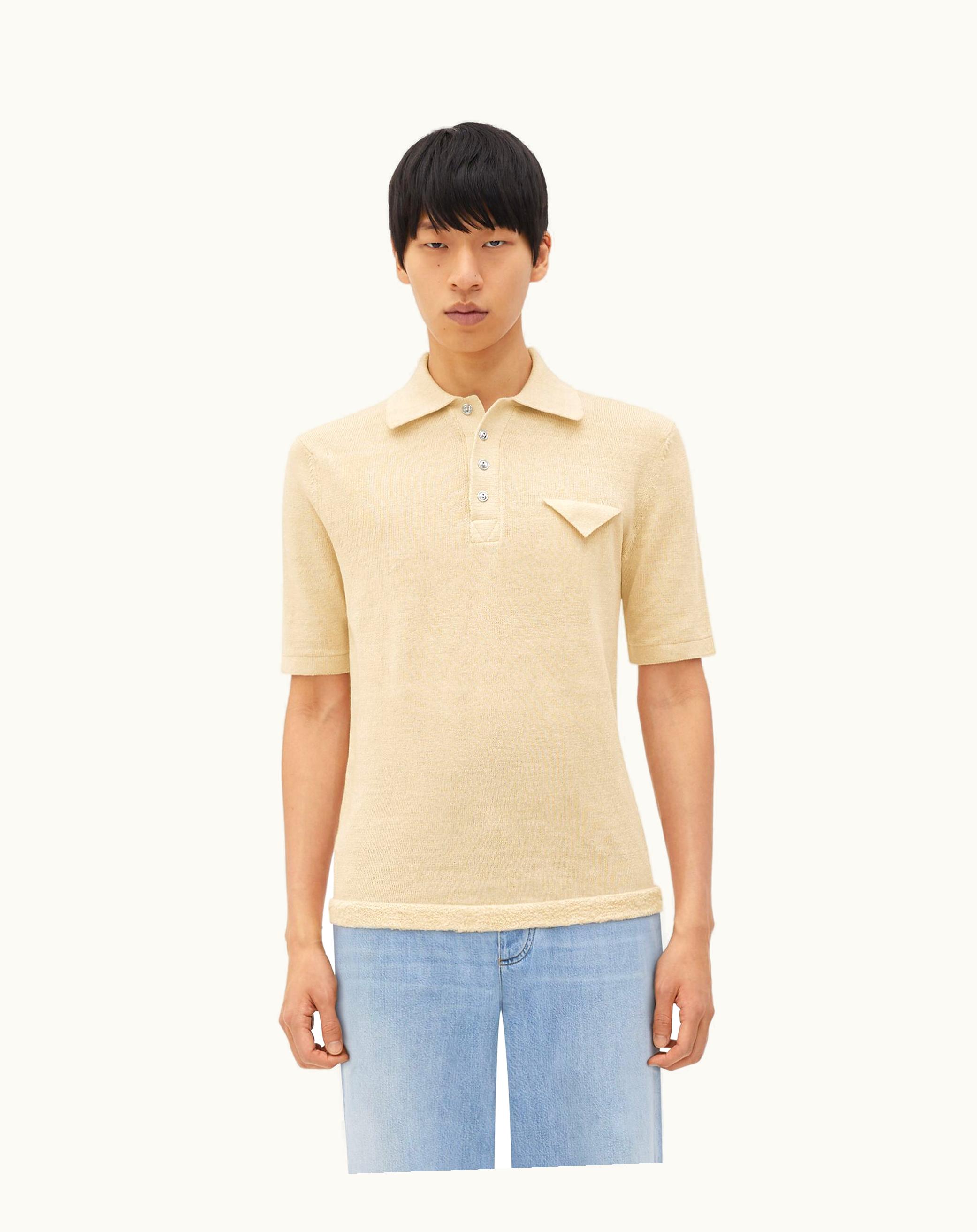 Bottega Veneta Bottega Veneta Men's Slim Fit Light Linen Polo In String