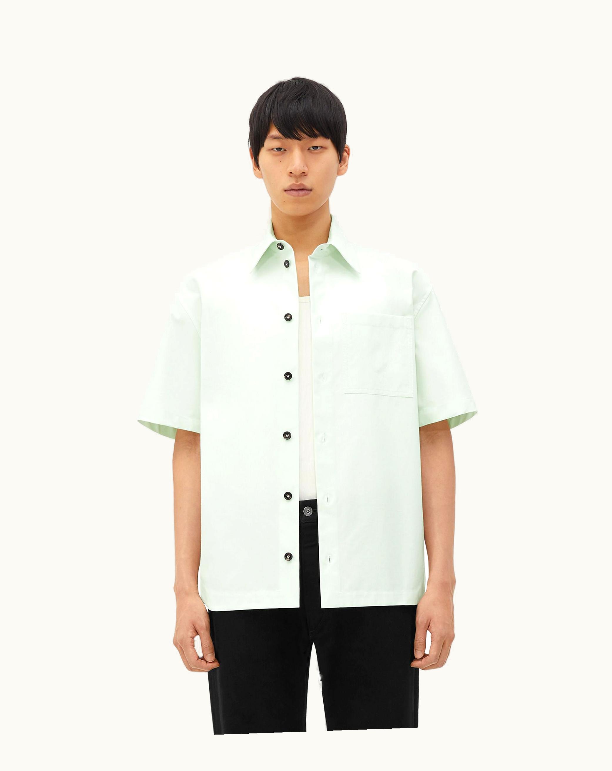 Bottega Veneta Bottega Veneta Men's Relaxed Fit Short-Sleeved Cotton Shirt In Glacier