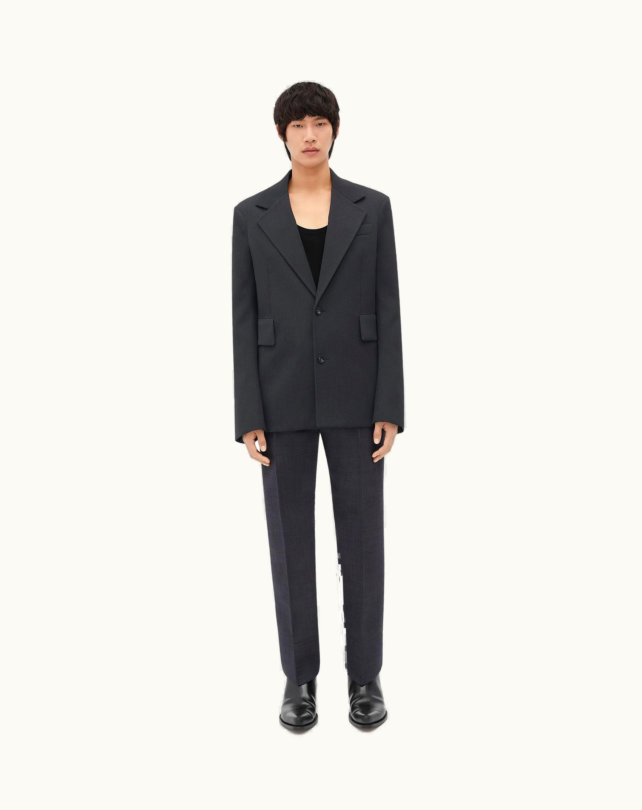 Bottega Veneta Bottega Veneta Men's Curved Sleeves Light Wool Jacket In Charcoal Melange