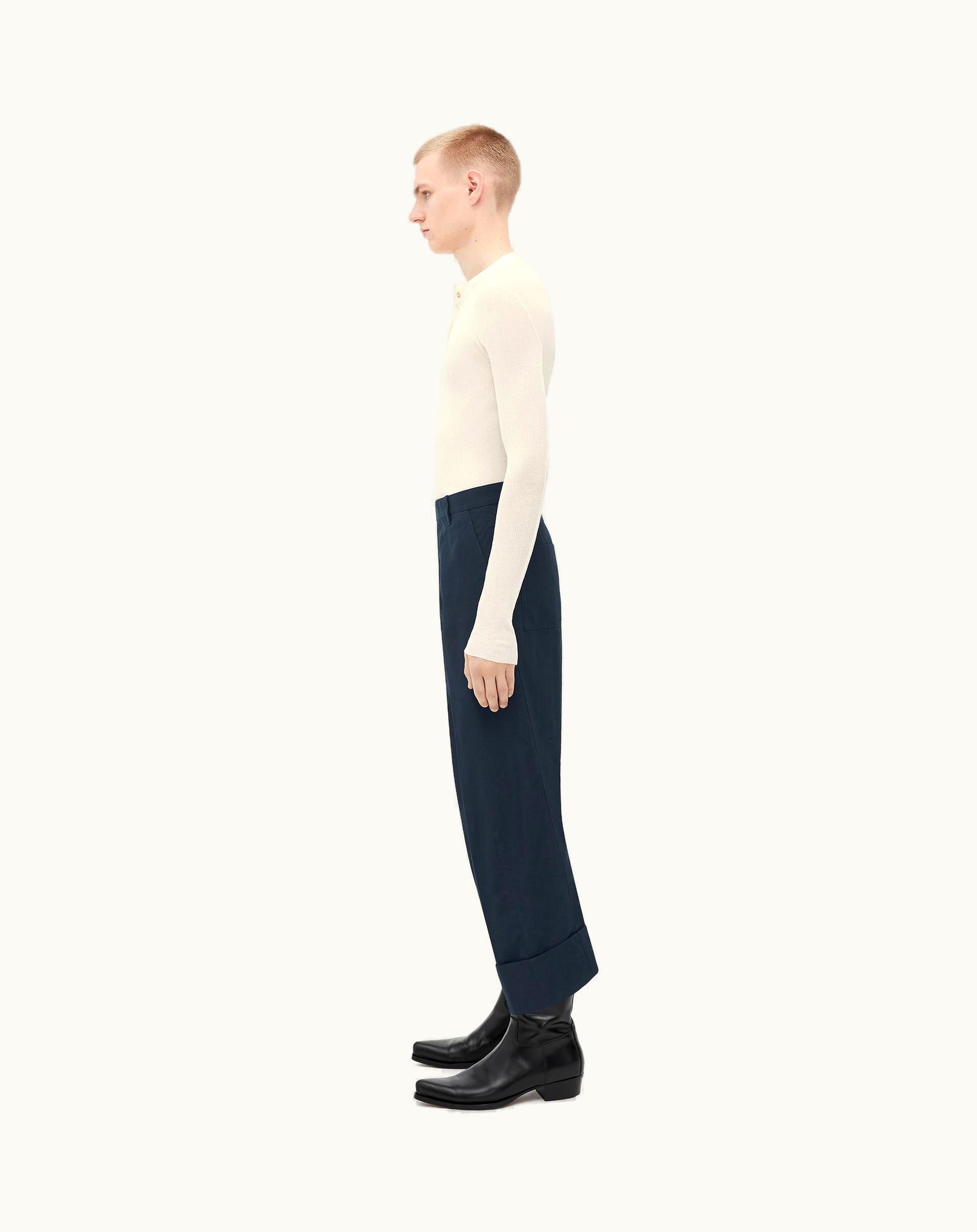 Bottega Veneta Bottega Veneta Men's Lapeled Cotton Pants In Abyss