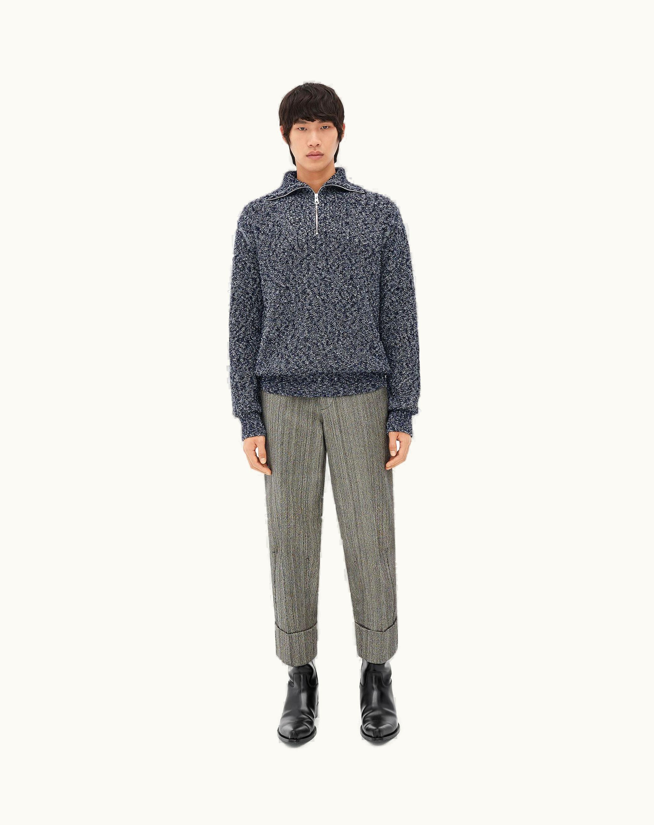 Bottega Veneta Bottega Veneta Men's Textured Cotton Jumper In Navy / White