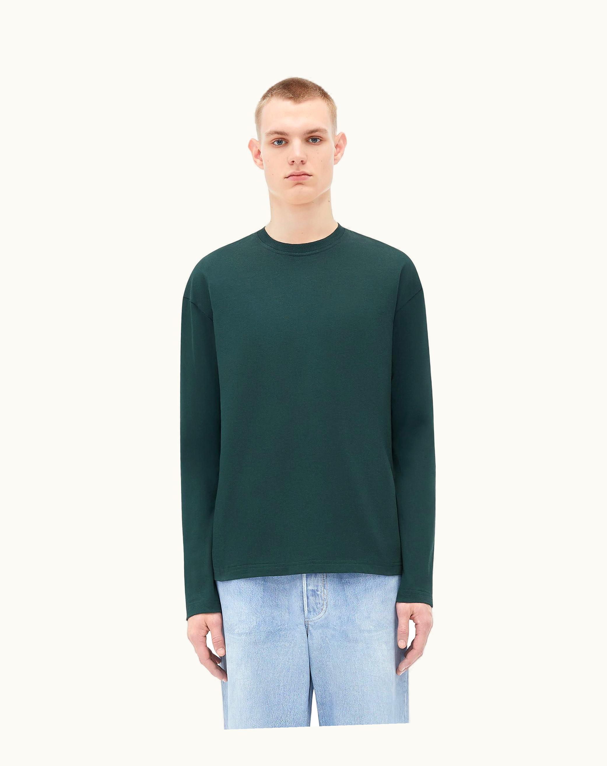 Bottega Veneta Bottega Veneta Men's Light Cotton Long-Sleeved T-Shirt In Petrol
