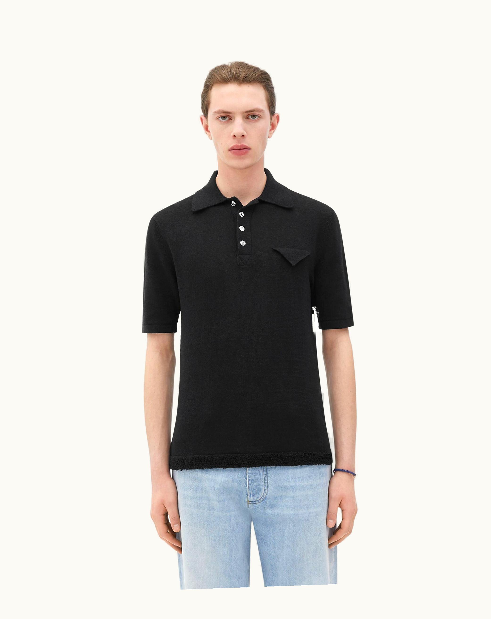 Bottega Veneta Bottega Veneta Men's Slim Fit Light Linen Polo In Black