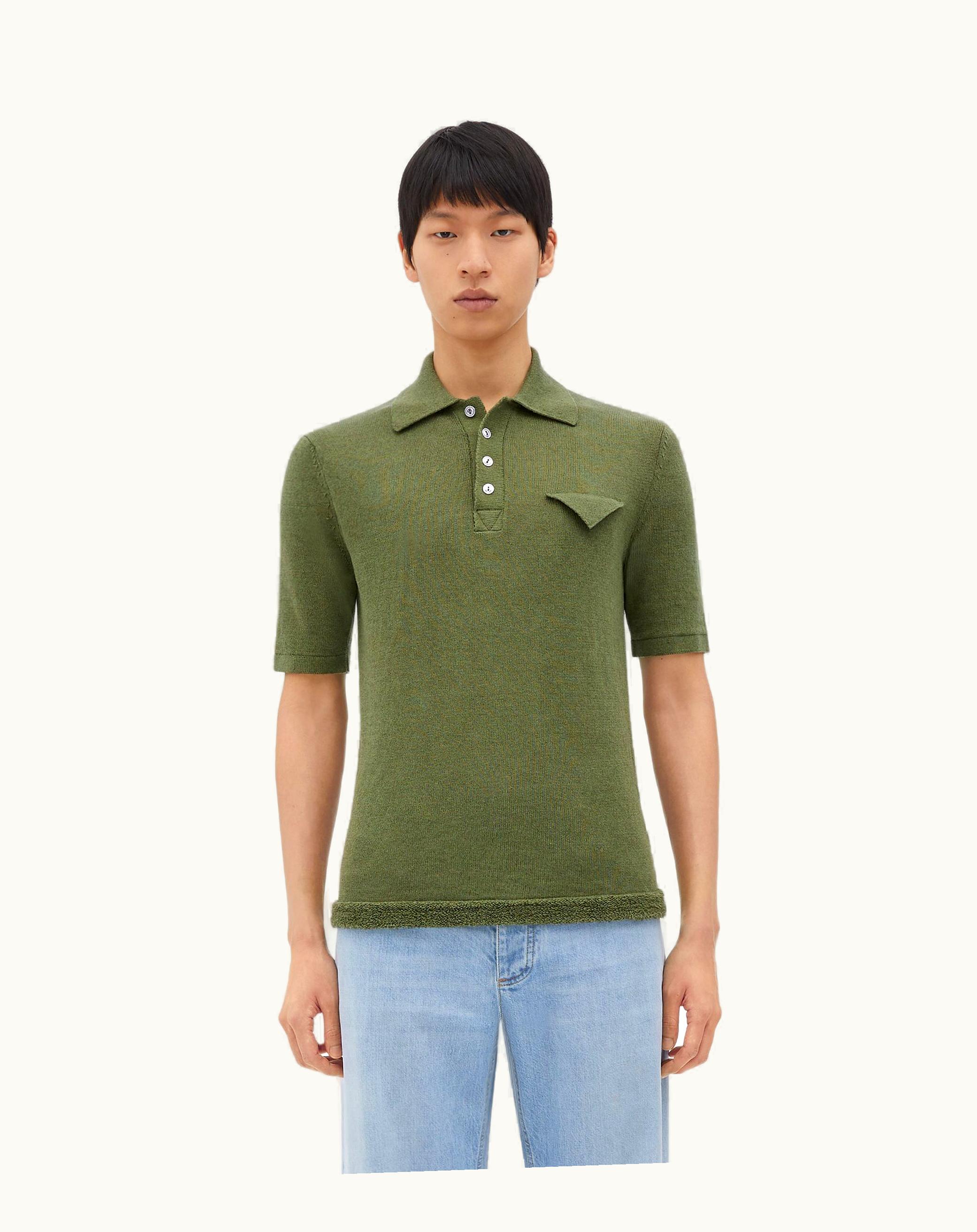 Bottega Veneta Bottega Veneta Men's Slim Fit Light Linen Polo In Leaf