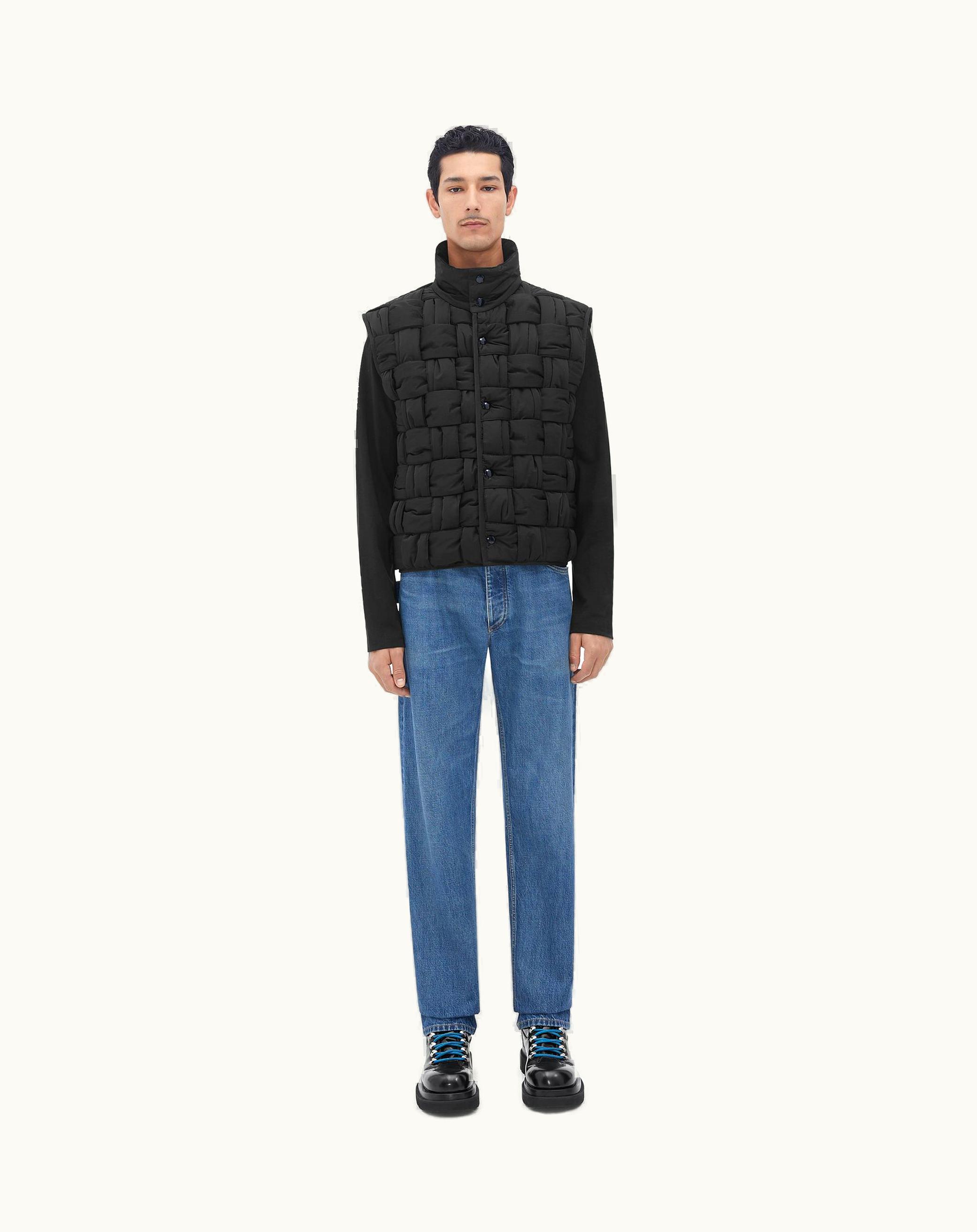 Bottega Veneta Bottega Veneta Men's Padded Nylon Intreccio Gilet In Black