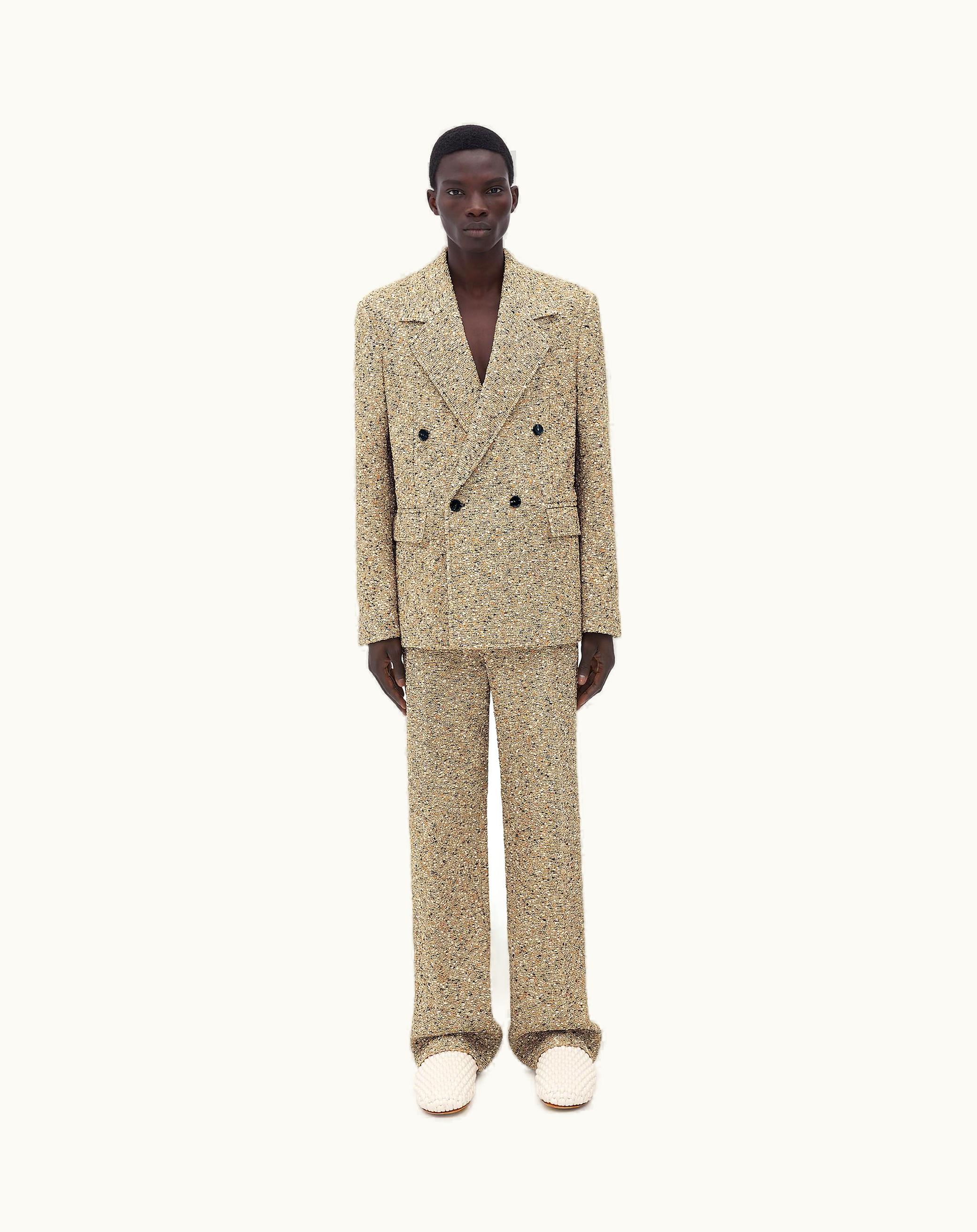 Bottega Veneta Bottega Veneta Men's Cotton Bouclé Jacket In Camel / Navy / White