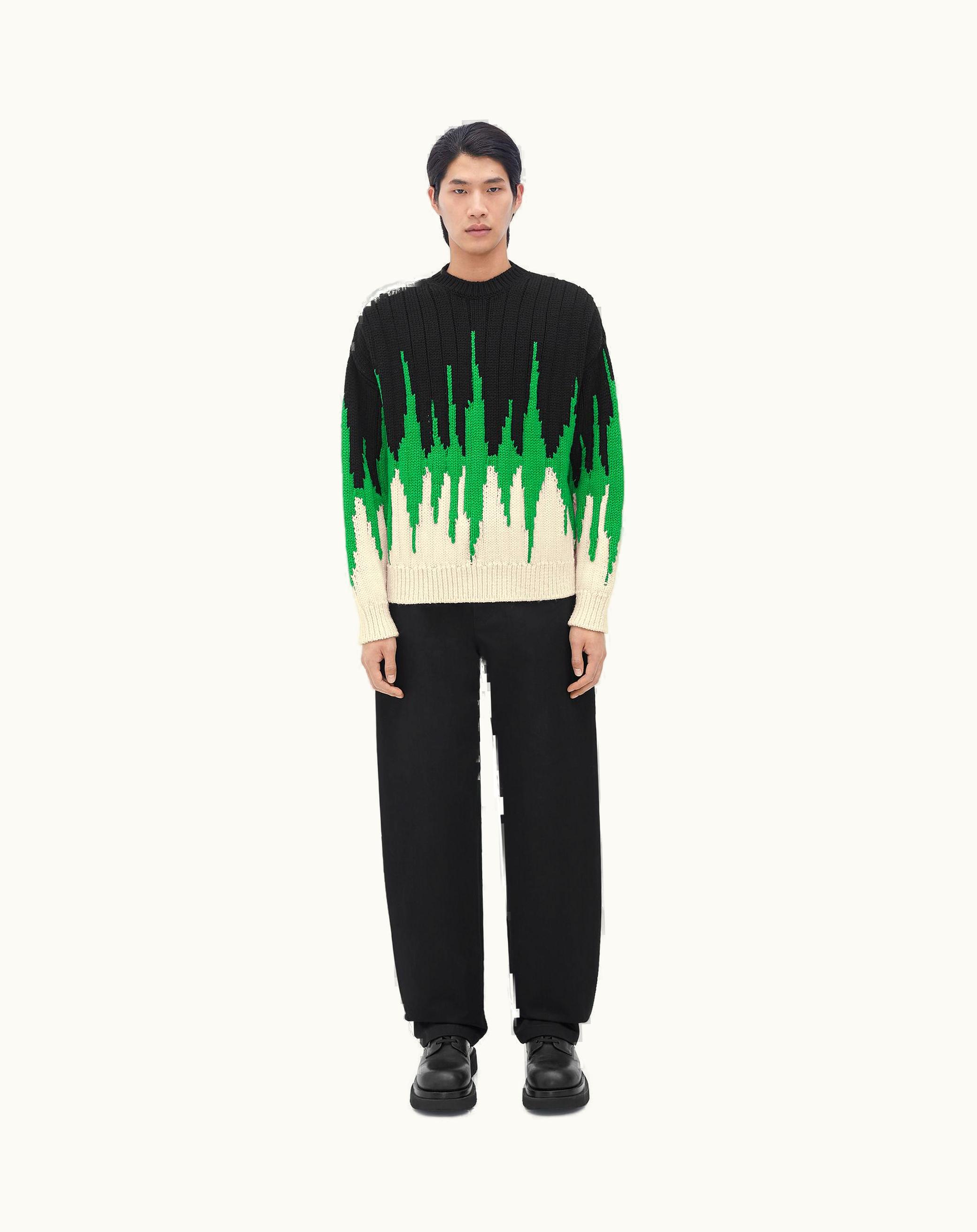 Bottega Veneta Bottega Veneta Men's Wool Graphic Knit Jumper In Parakeet / Black / Bone