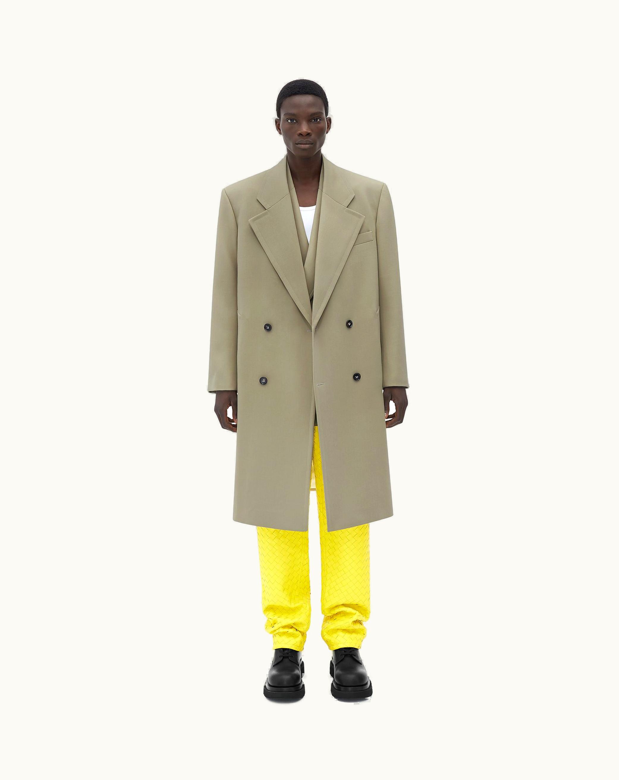 Bottega Veneta Bottega Veneta Men's Grain De Poudre Coat In Travertine