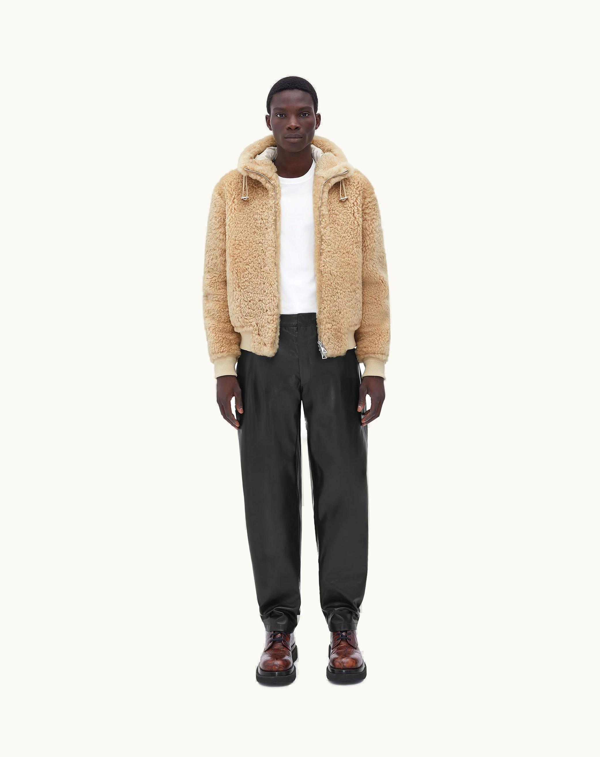 Bottega Veneta Bottega Veneta Men's Hooded Shearling Jacket In Dune