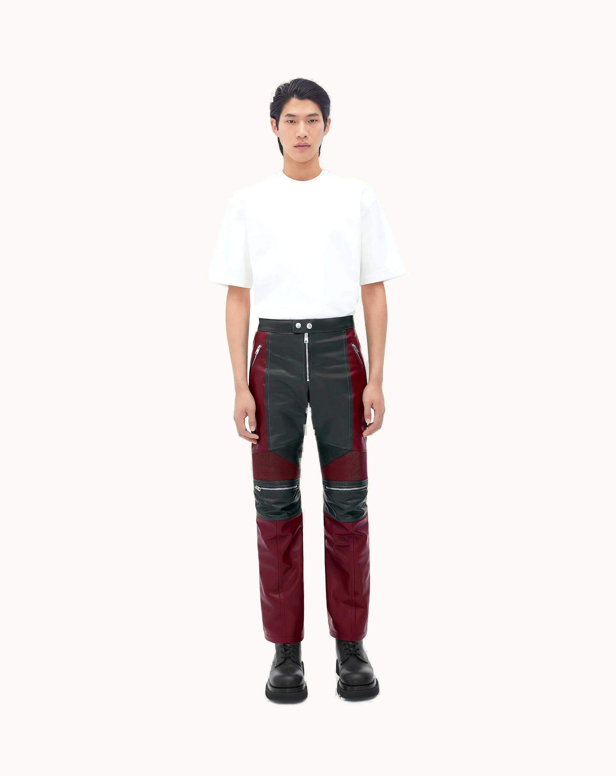 Bottega Veneta Bottega Veneta Men's Leather Biker Pants In Merlot / Graphite
