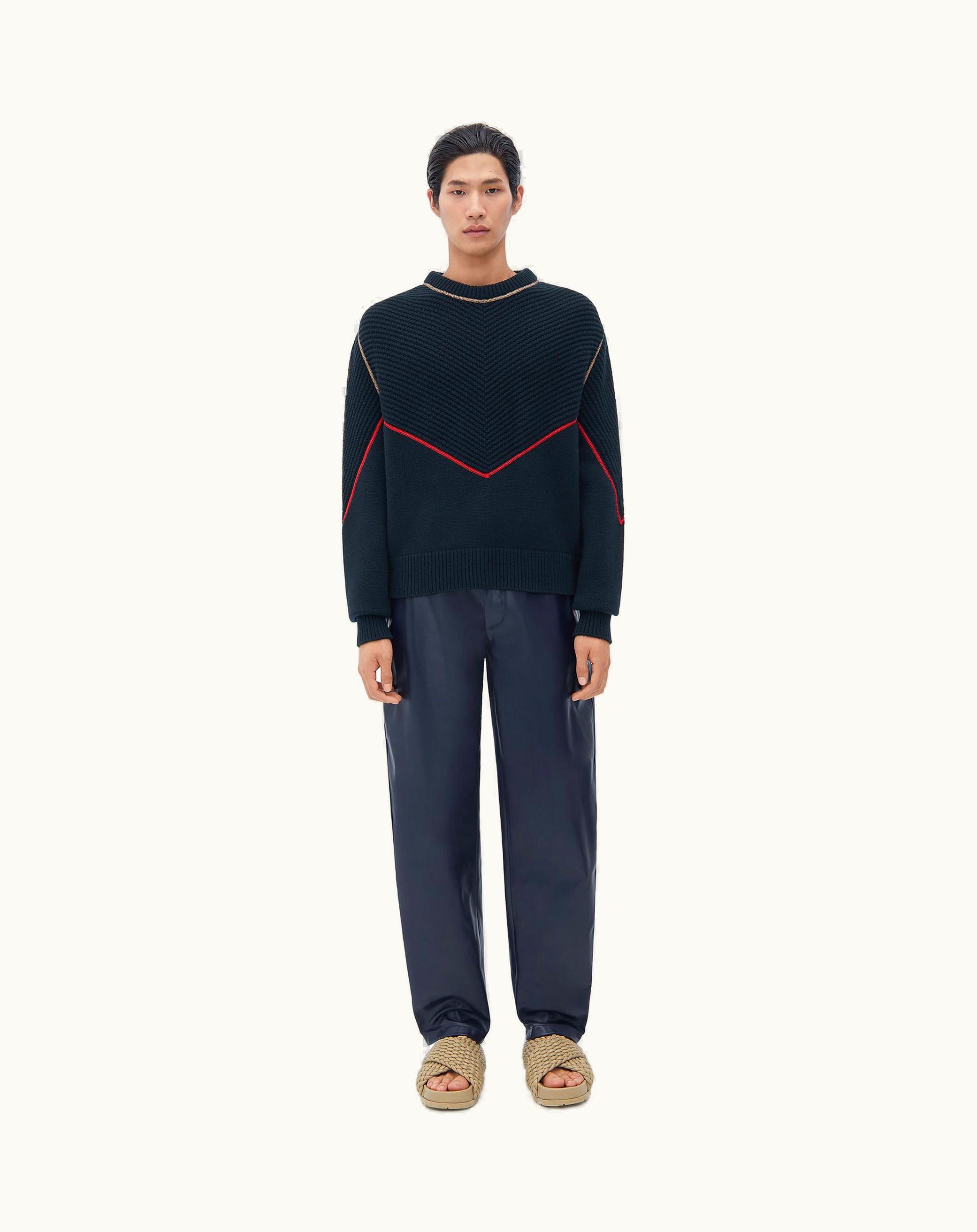 Bottega Veneta Bottega Veneta Men's Wool Cashmere Overlock Jumper In Midnight Blue Midnight blue