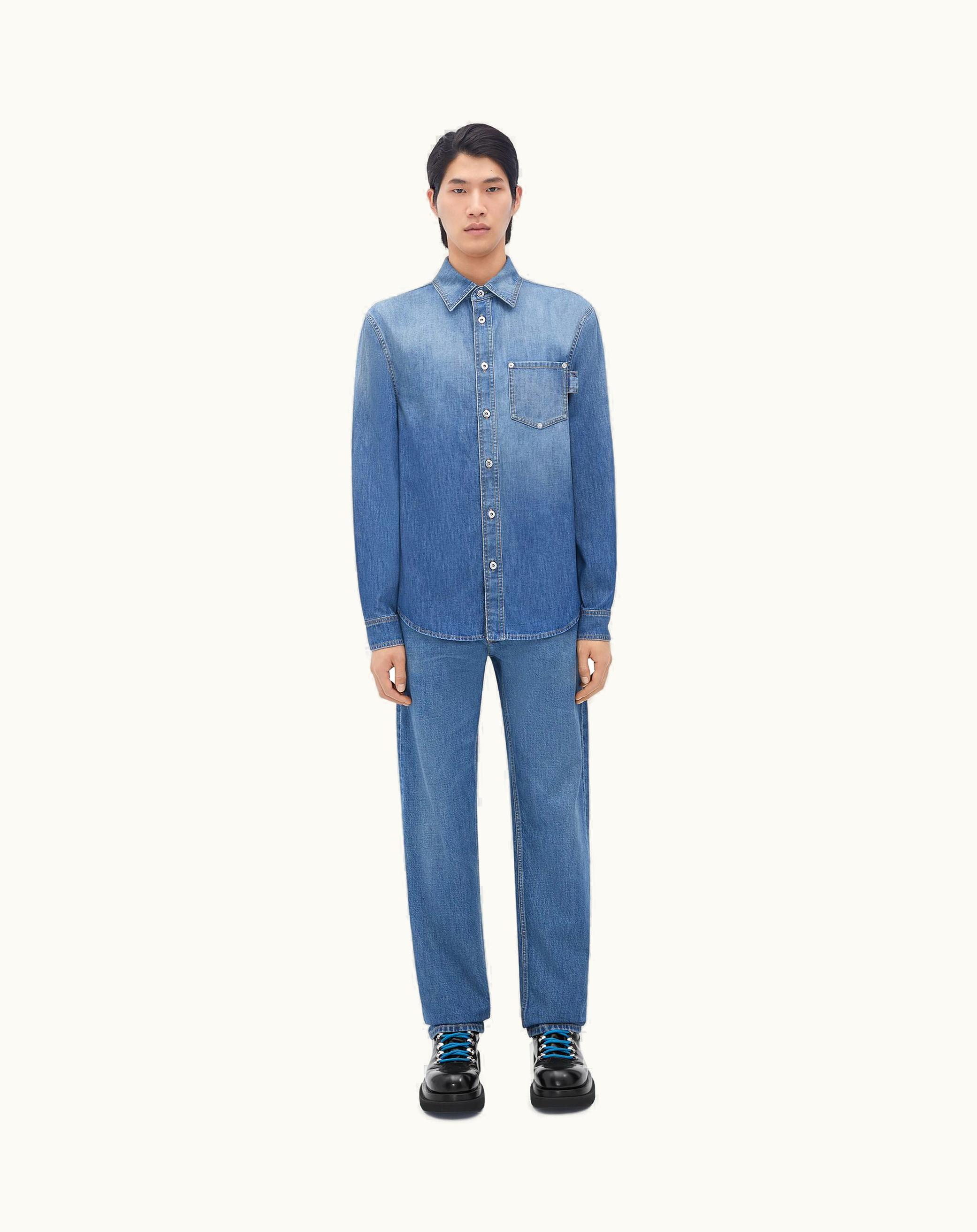 Bottega Veneta Bottega Veneta Men's Light Washed Denim Shirt In Mid Blue