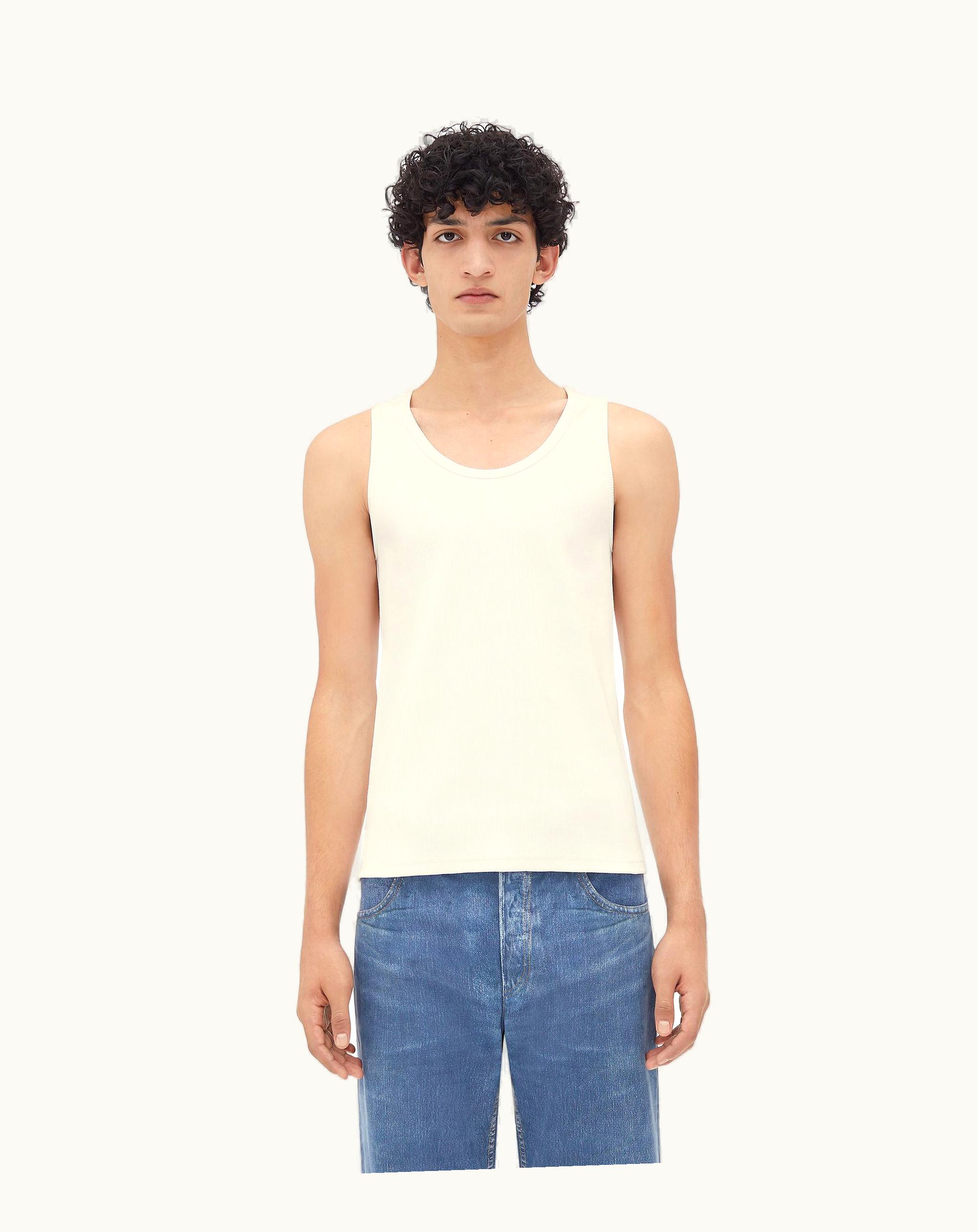 Bottega Veneta Bottega Veneta Men's Stretch Rib Cotton Tank Top In Chalk