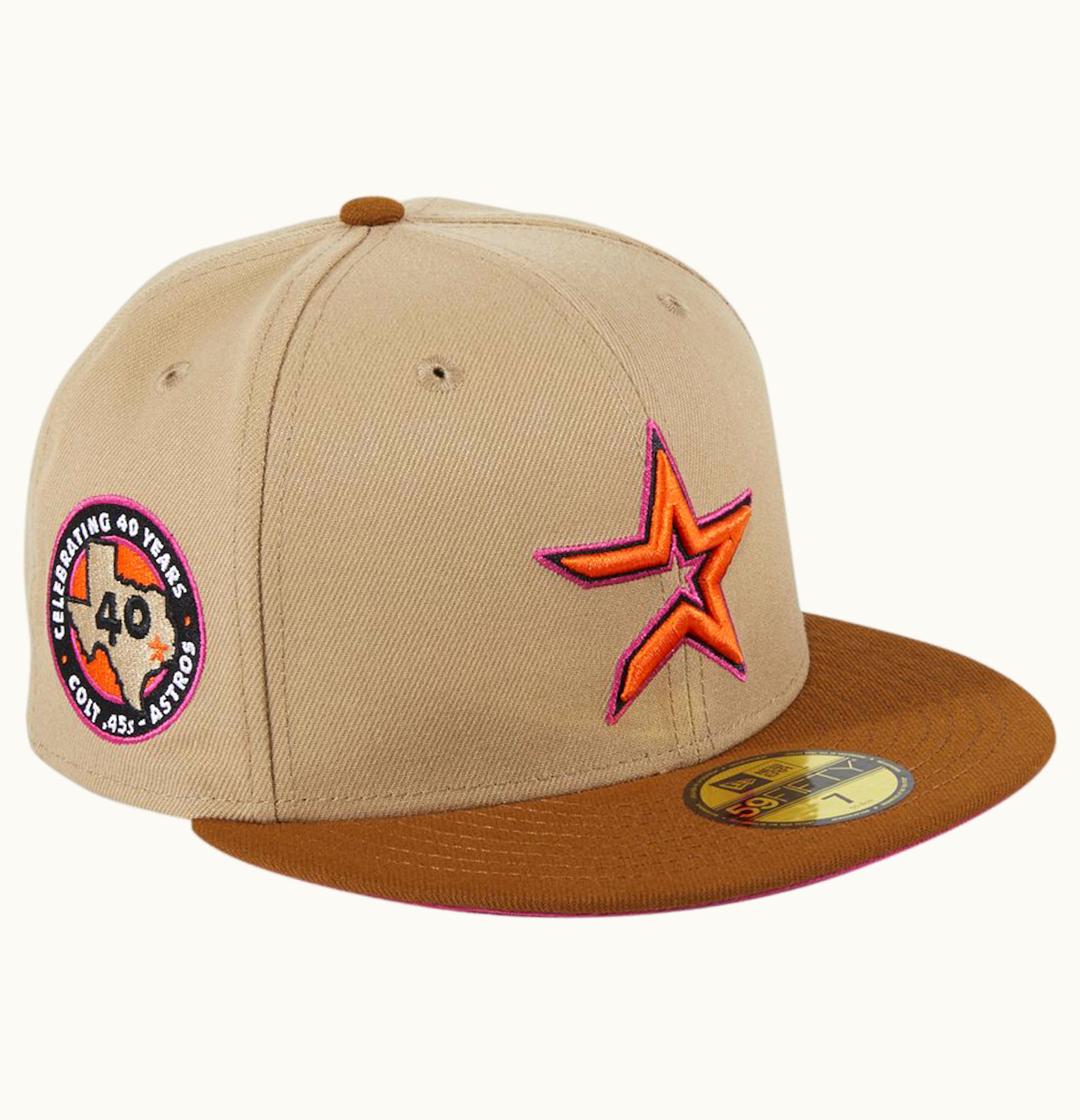 New Era New Era Houston Astros PBJ 40th Anniversary Patch Hat Club Exclusive 59Fifty Fitted Hat Tan Brown