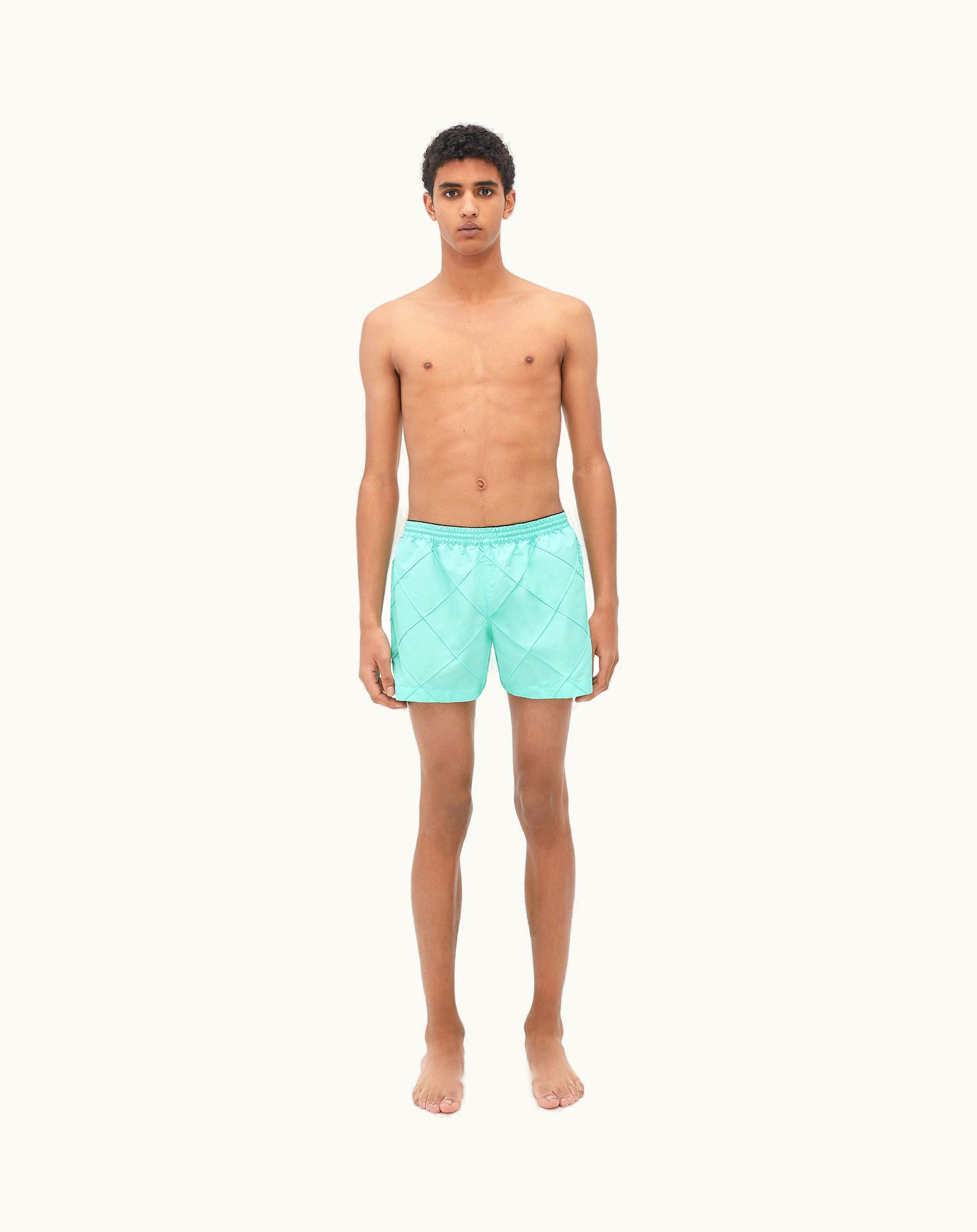 Bottega Veneta Bottega Veneta Men's Intreccio Polyester Swim Shorts In Celadon