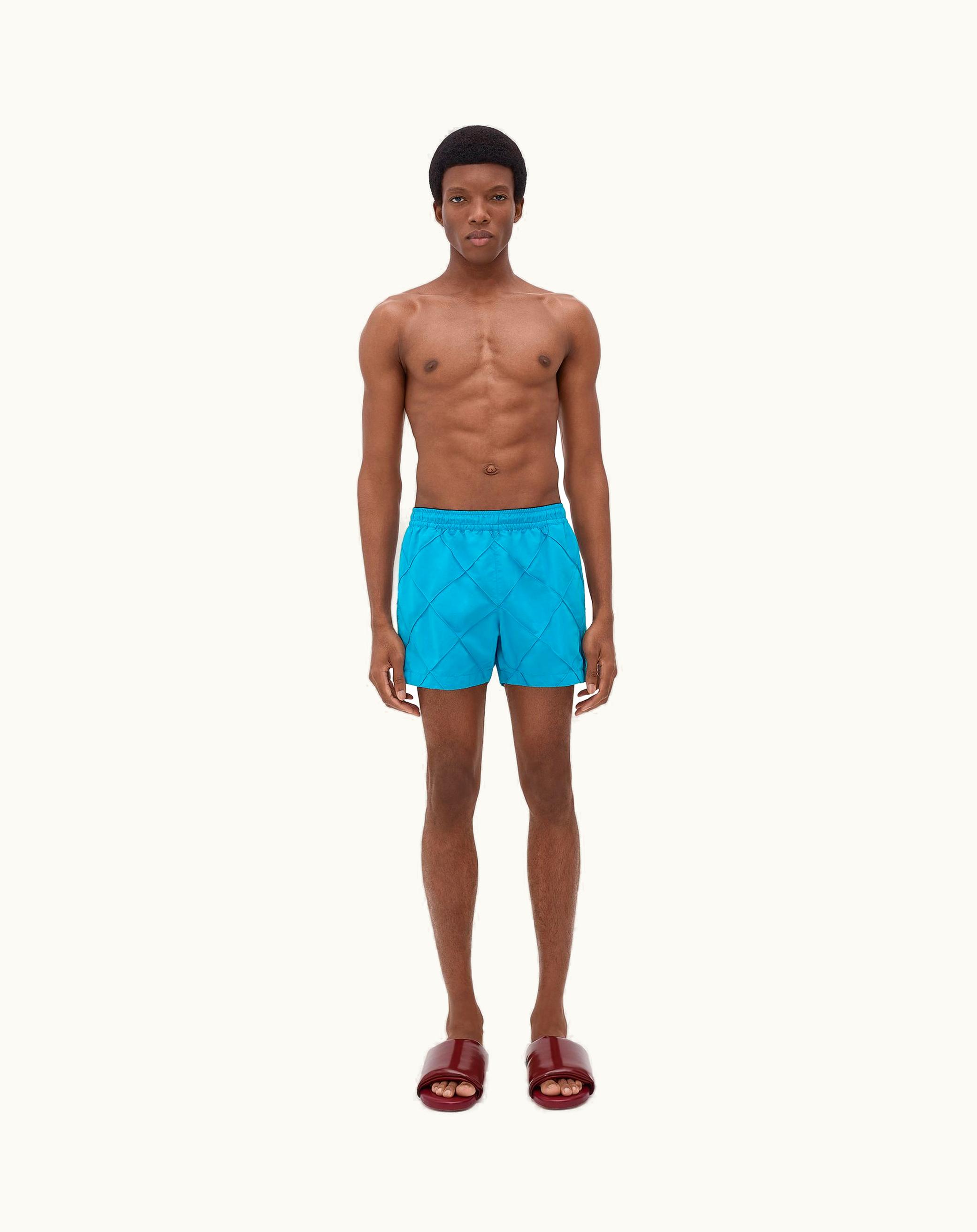 Bottega Veneta Bottega Veneta Men's Intreccio Nylon Swim Shorts In Pool