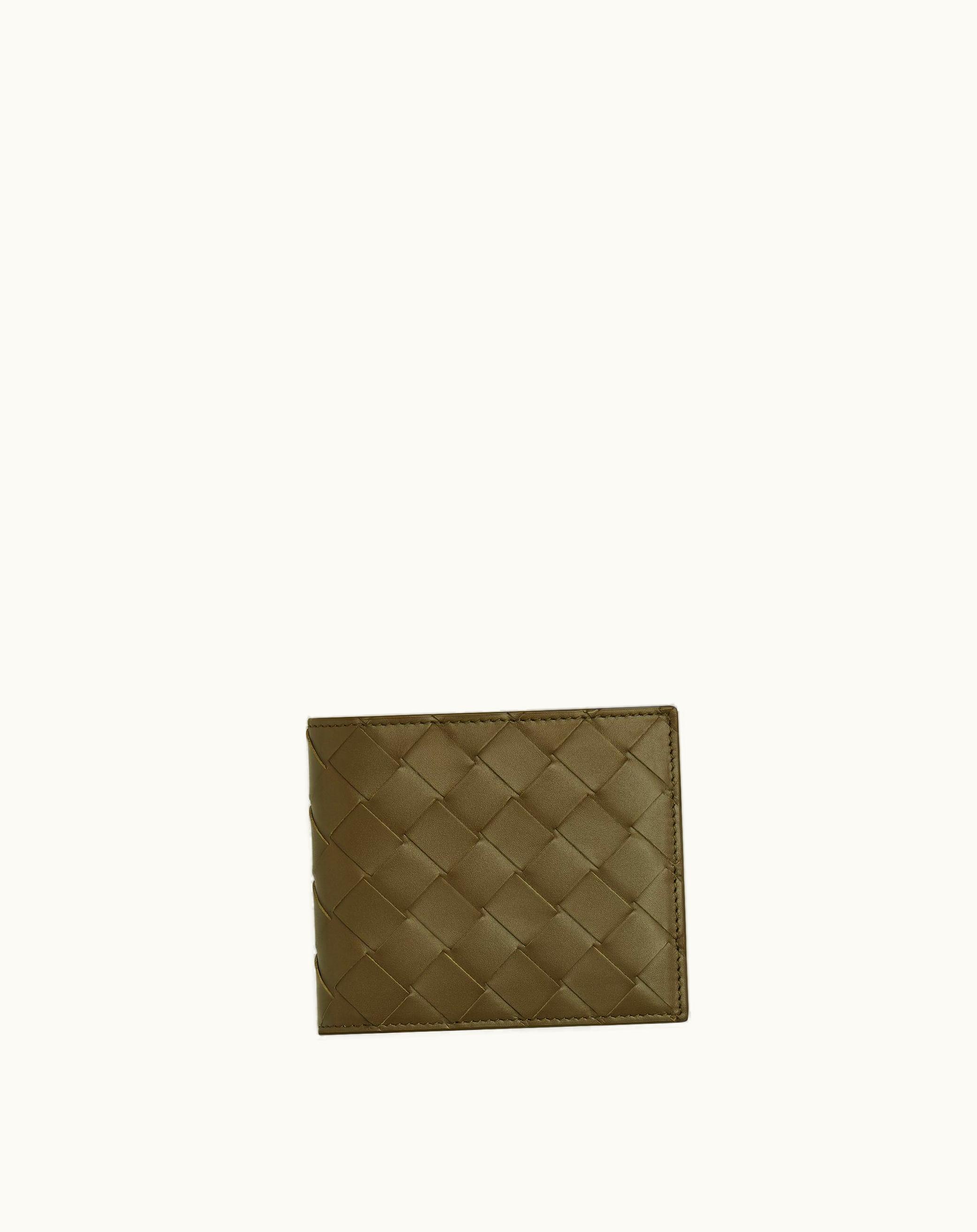 Bottega Veneta Bottega Veneta Men's Intrecciato Bi-Fold Wallet With Exterior Pocket In Mud