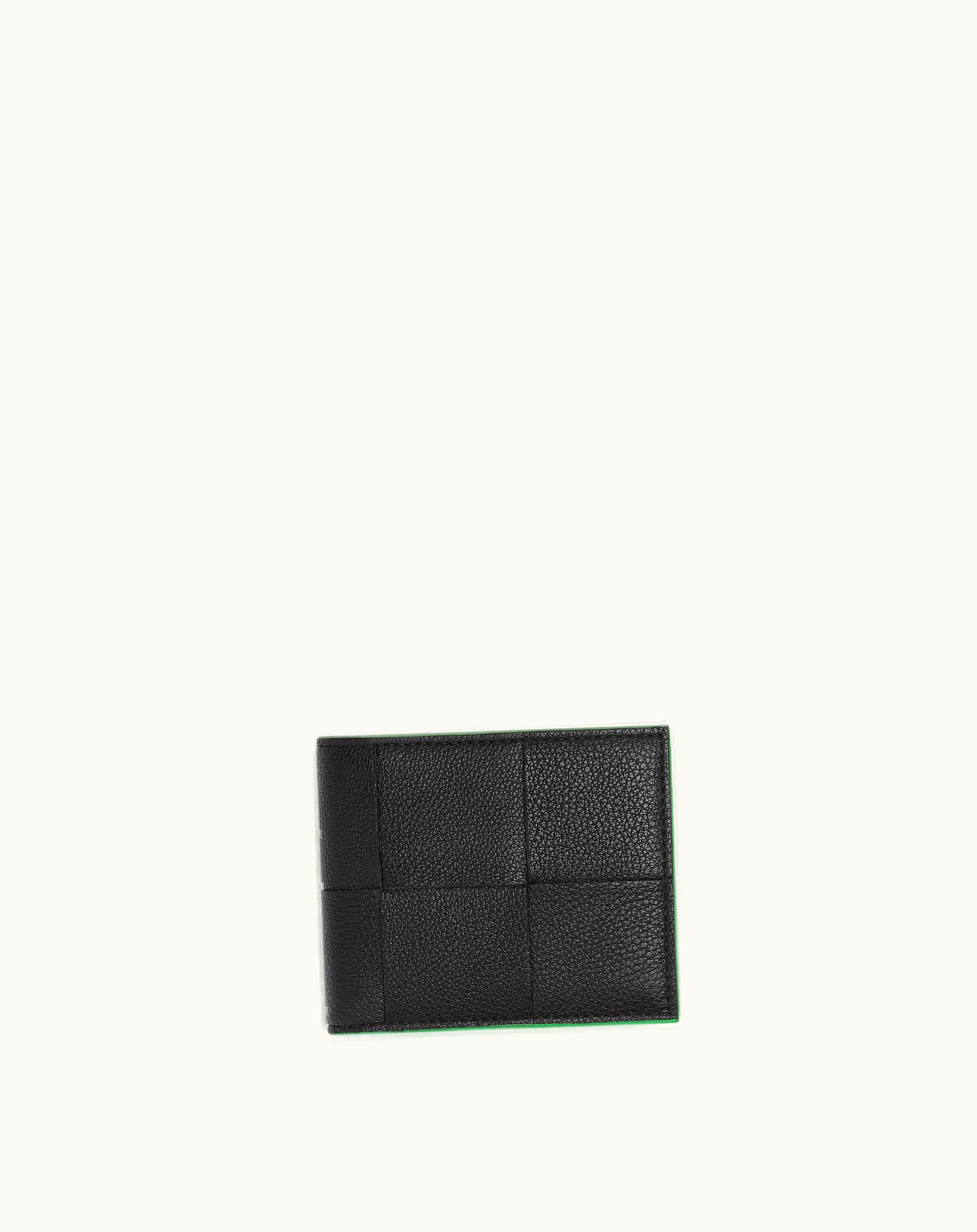 Bottega Veneta Bottega Veneta Men's Cassette Bi-Fold Wallet With Coin Purse In Black / Parakeet