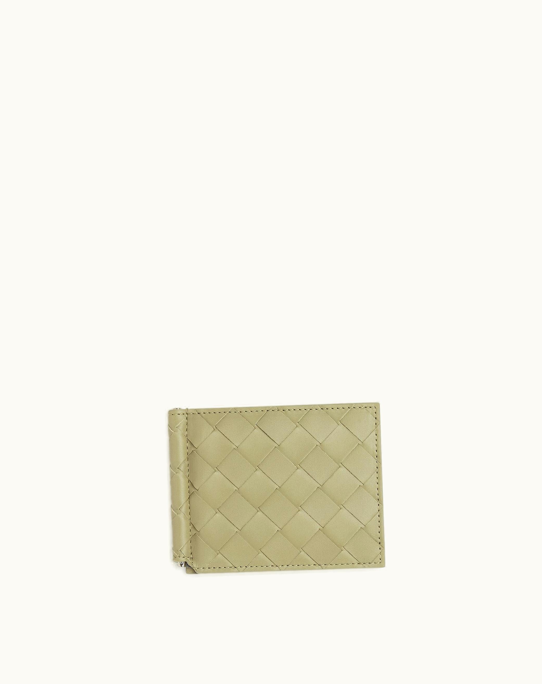 Bottega Veneta Bottega Veneta Men's Intrecciato Bill Clip Wallet In Travertine