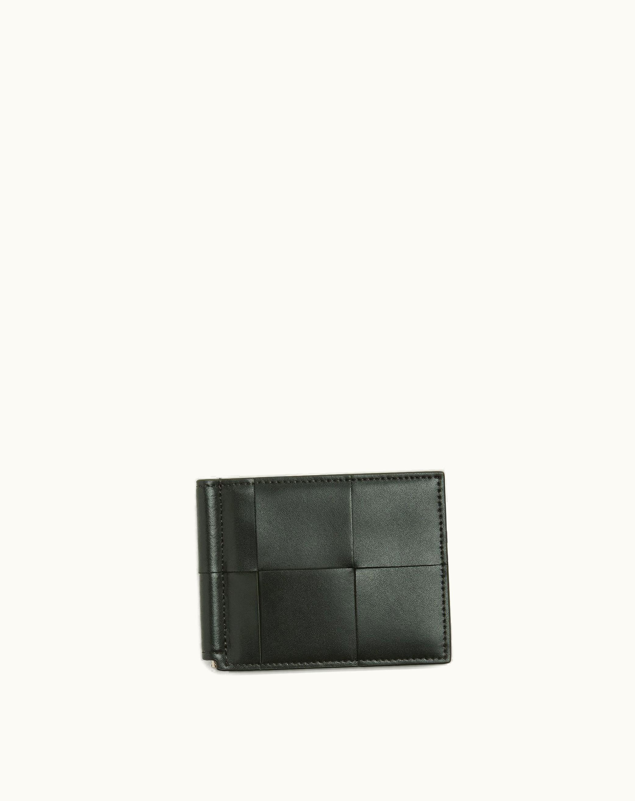 Bottega Veneta Bottega Veneta Men's Cassette Bill Clip Wallet In Dark Green / Papaya