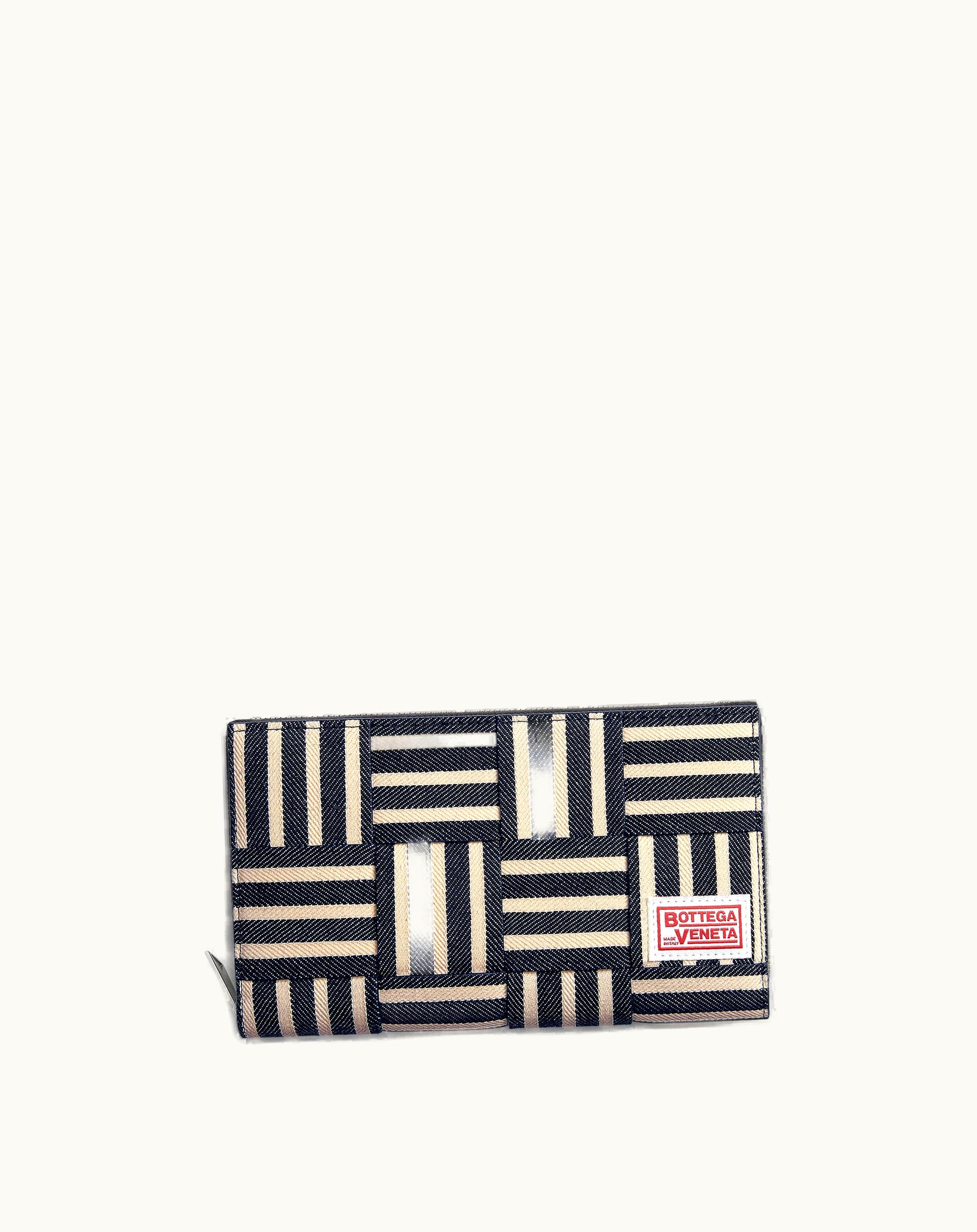 Bottega Veneta Bottega Veneta Men's Cassette Zip Around Wallet In Navy / White
