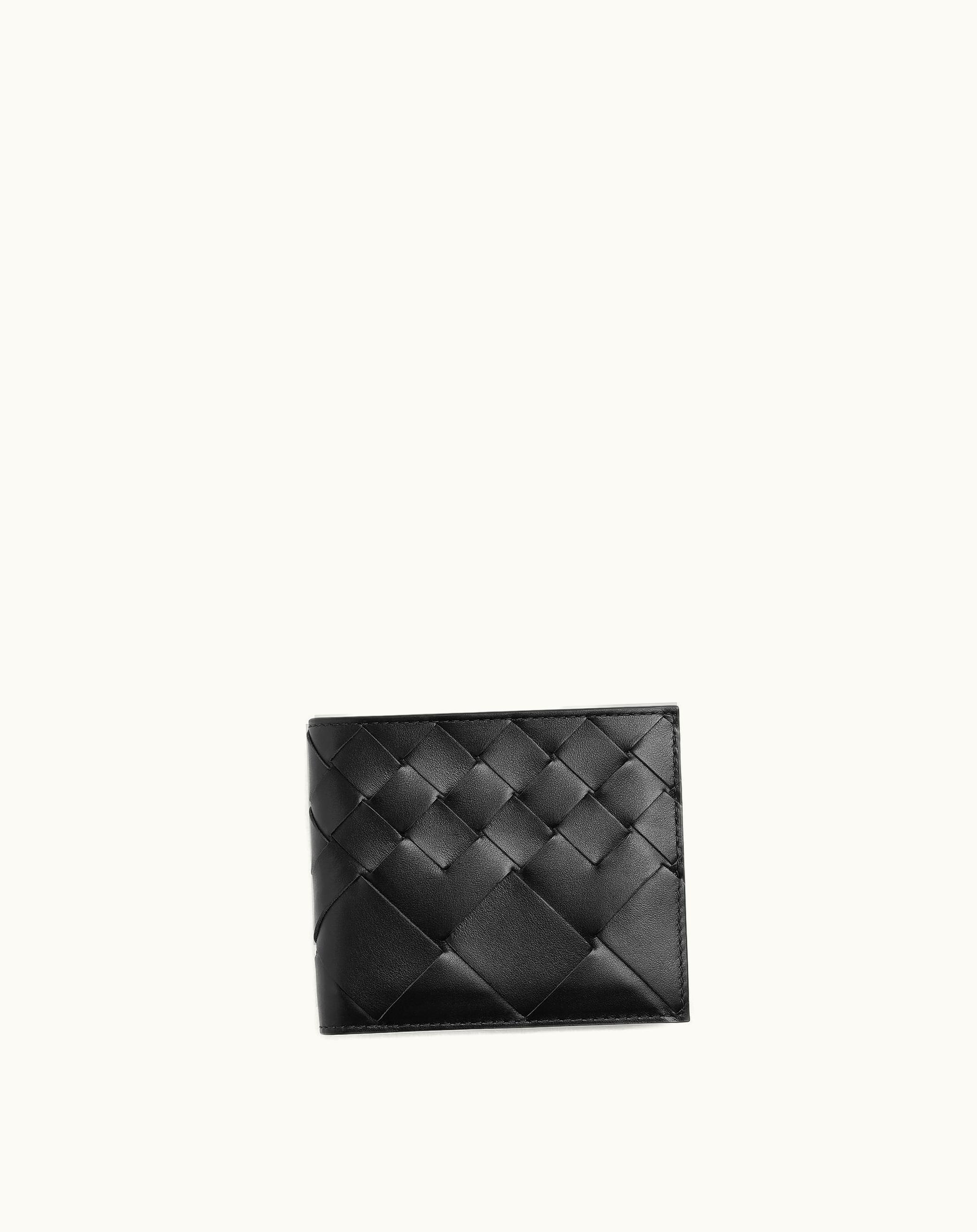 Bottega Veneta Bottega Veneta Men's Intrecciato Bi-Fold Wallet With Coin Purse In Black