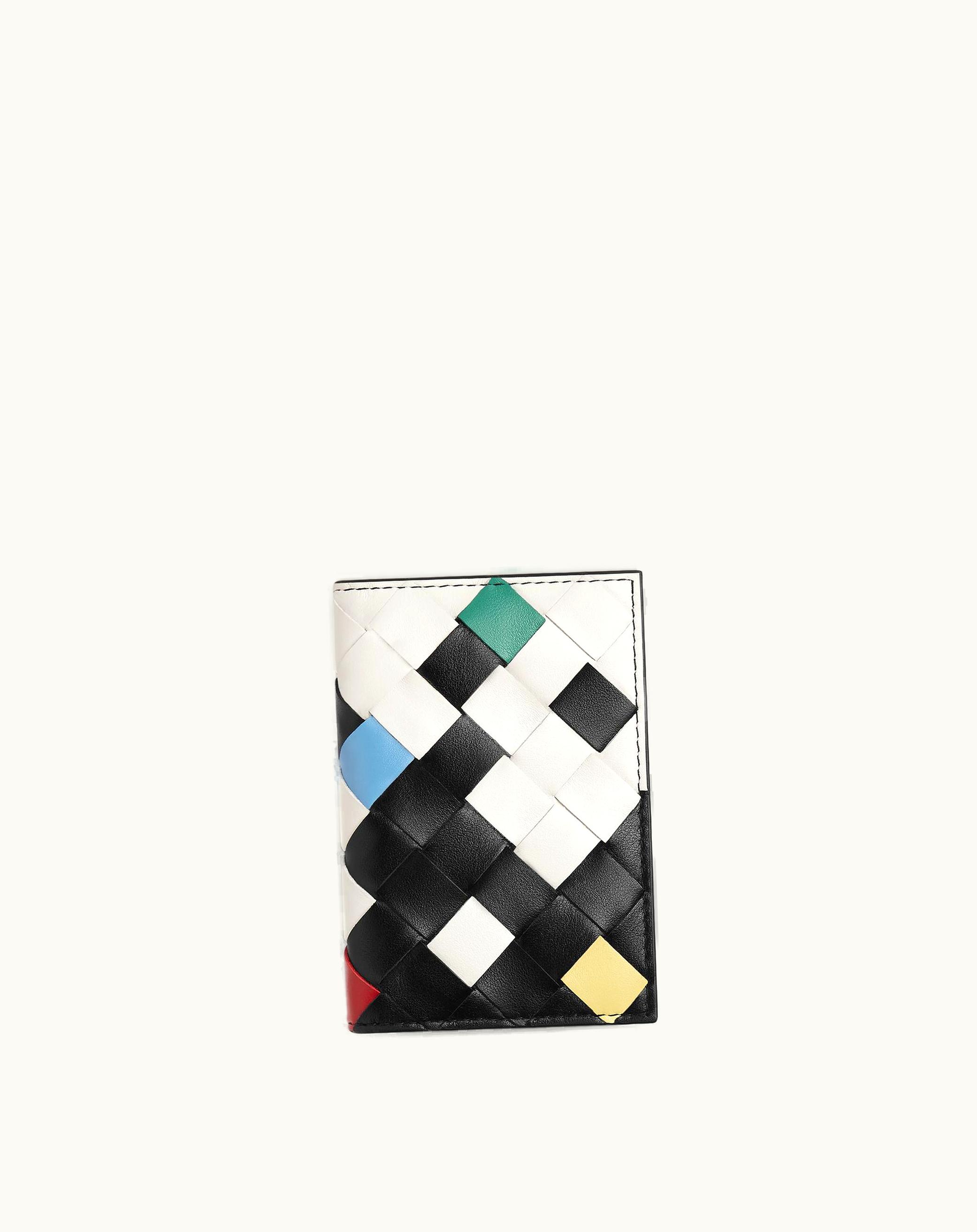 Bottega Veneta Bottega Veneta Men's Intrecciato Flap Card Case In Harlequin / Black