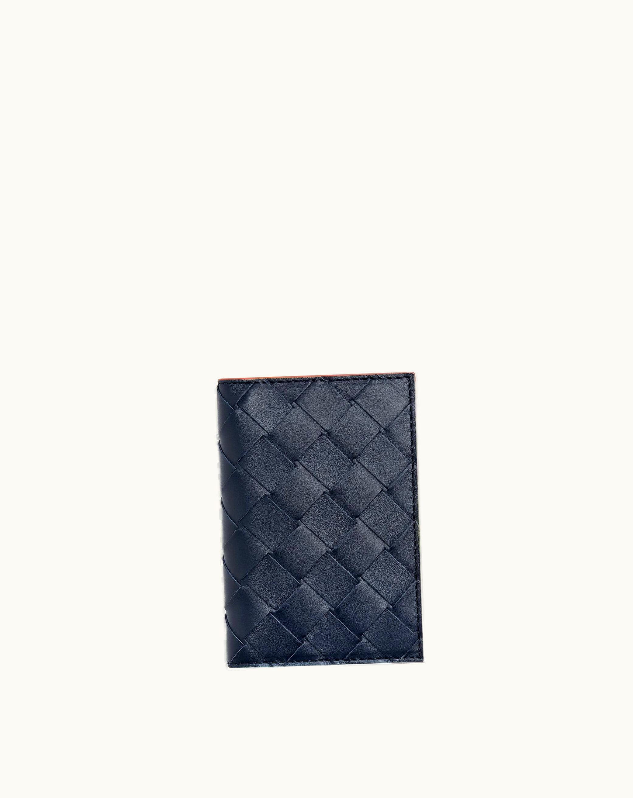 Bottega Veneta Bottega Veneta Men's Intrecciato Flap Card Case In Space / Papaya