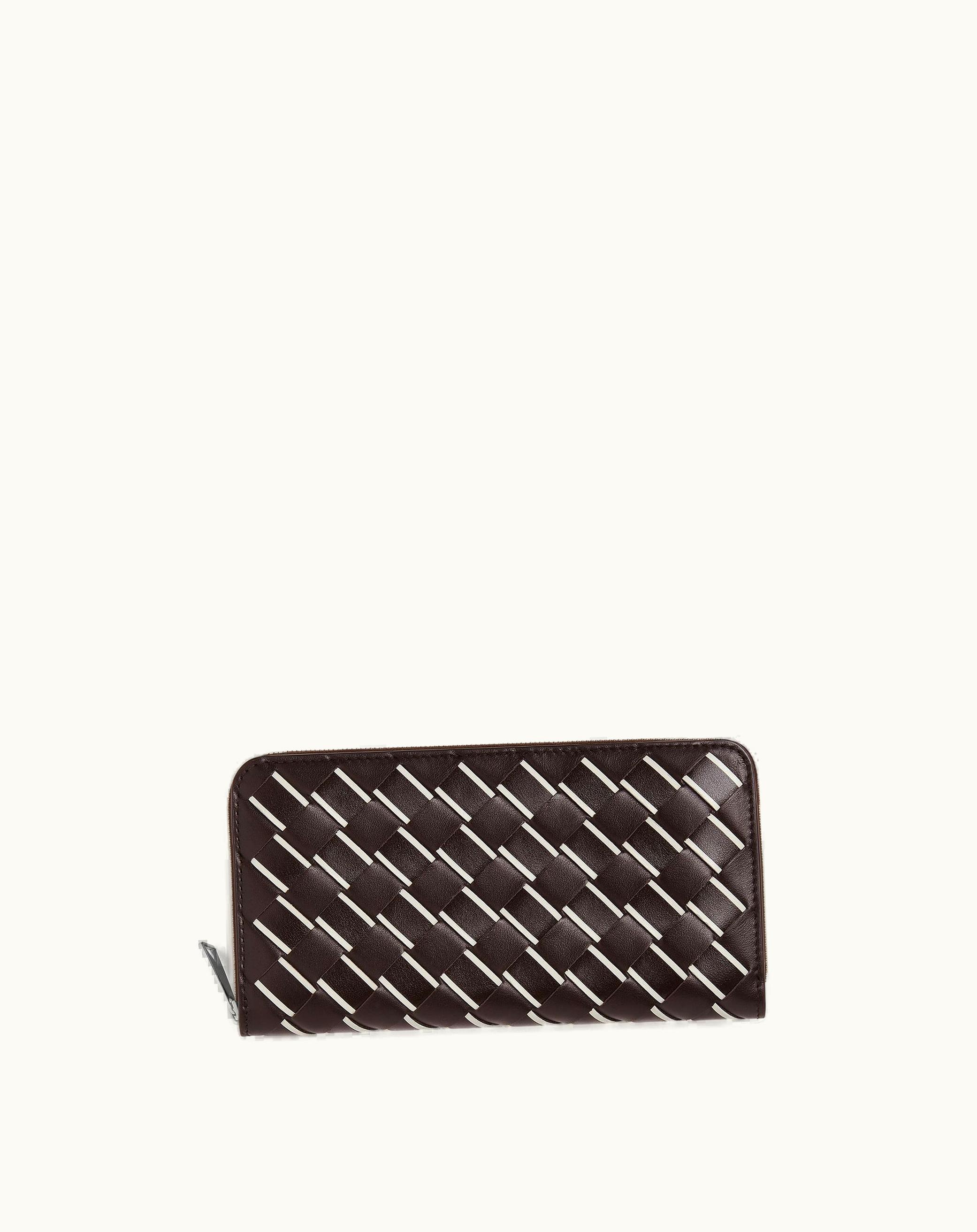 Bottega Veneta Bottega Veneta Men's Intrecciato Zip Around Wallet In Fondant / White