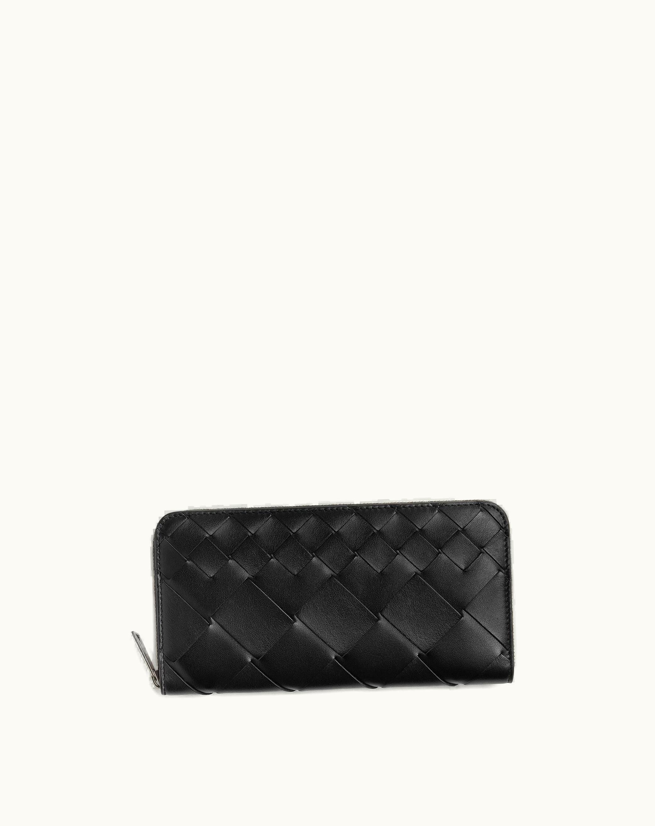 Bottega Veneta Bottega Veneta Men's Intrecciato Zip Around Wallet In Black