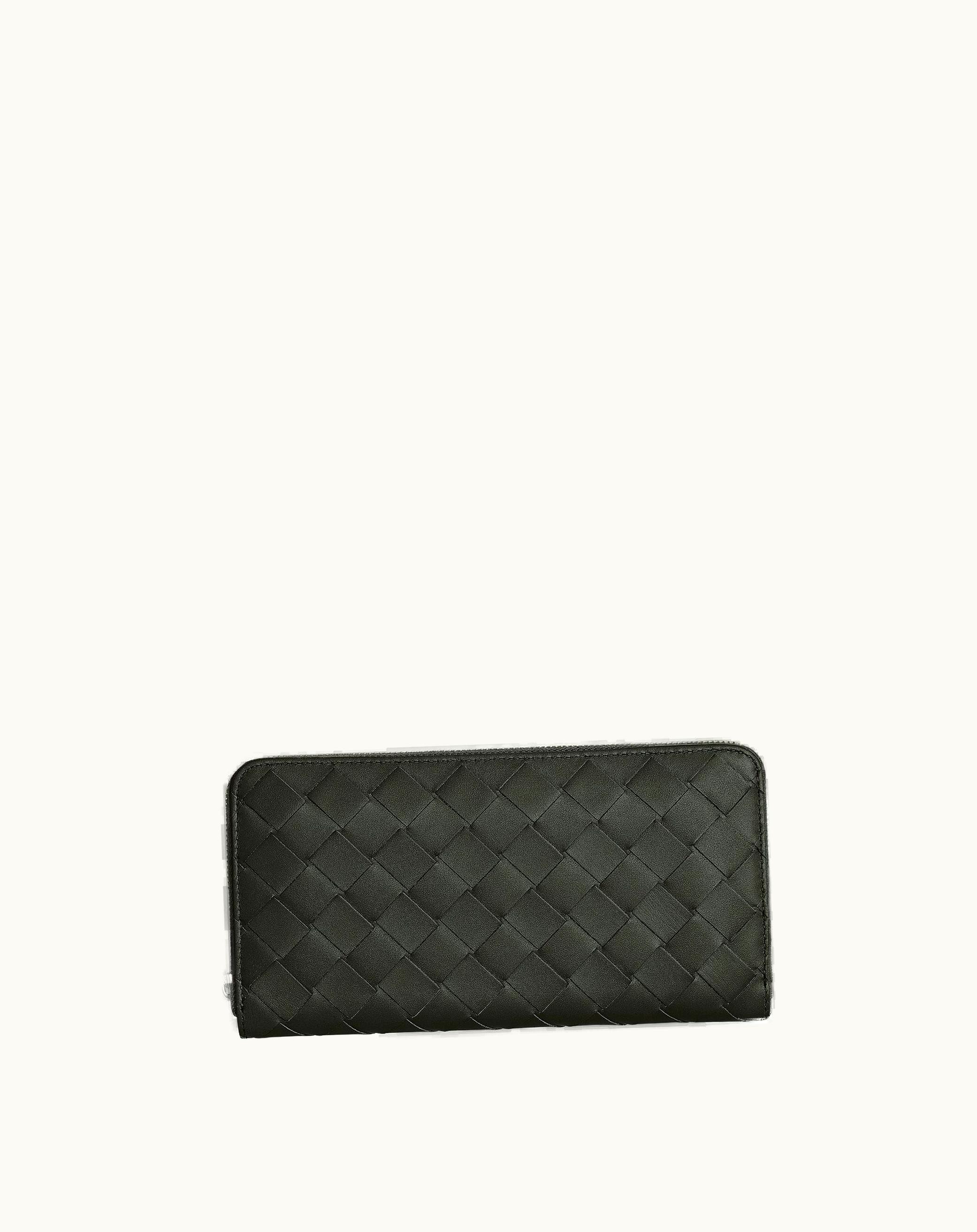 Bottega Veneta Bottega Veneta Men's Intrecciato Zip Around Wallet In Dark Green